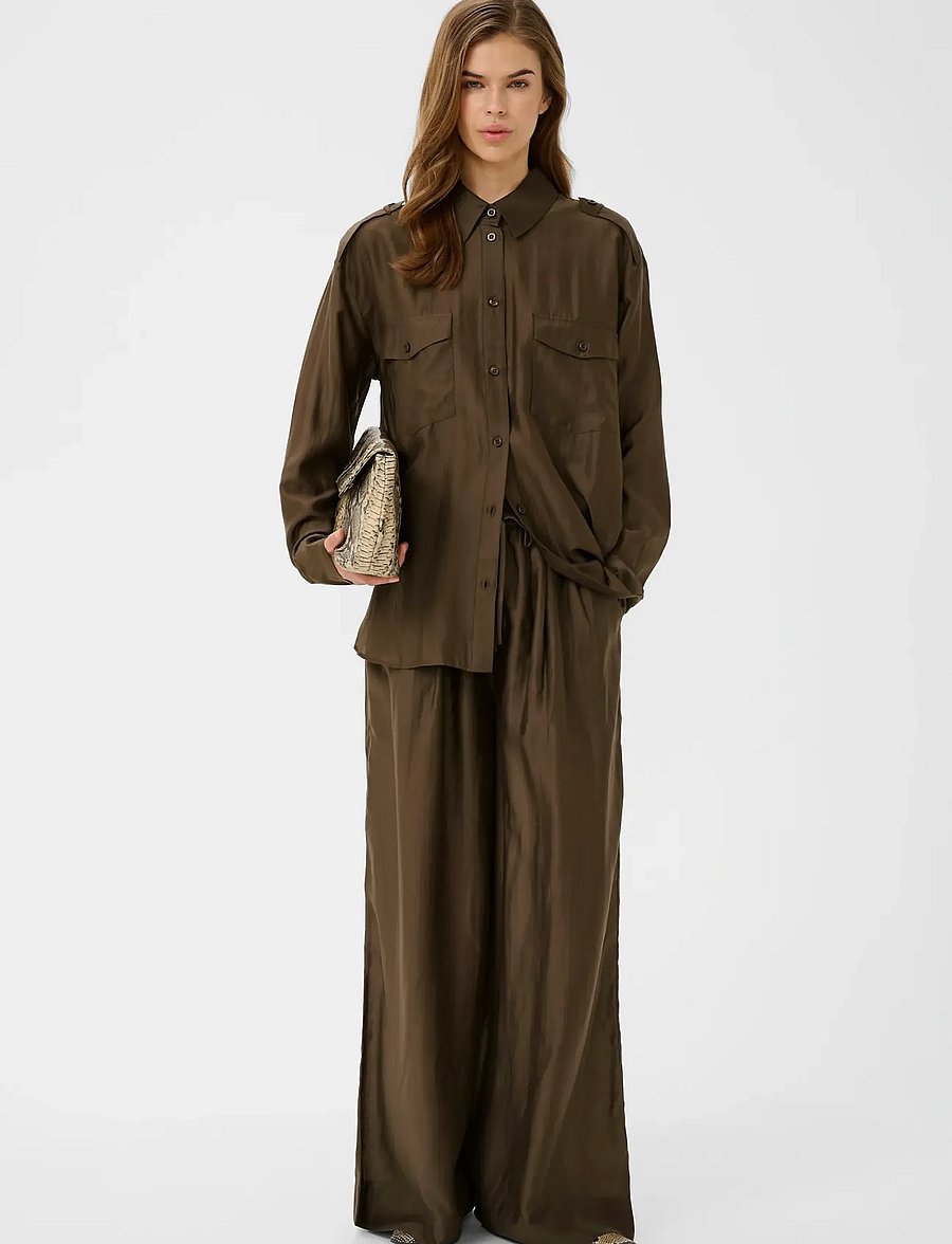 Gestuz - GZsiora HW pants - bukser med brede ben - rain drum - 3