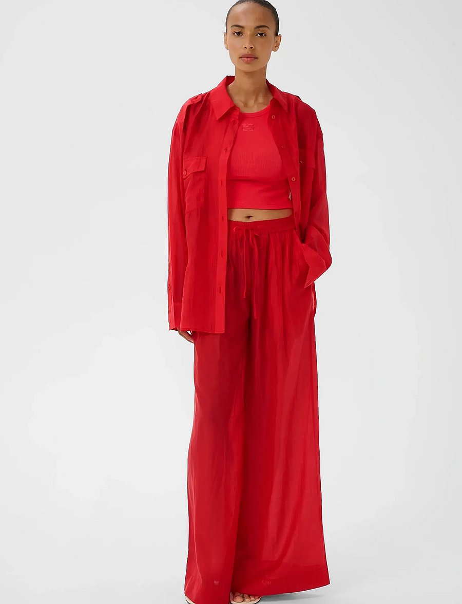 Gestuz - GZsiora HW pants - hosen mit weitem bein - tomato - 3