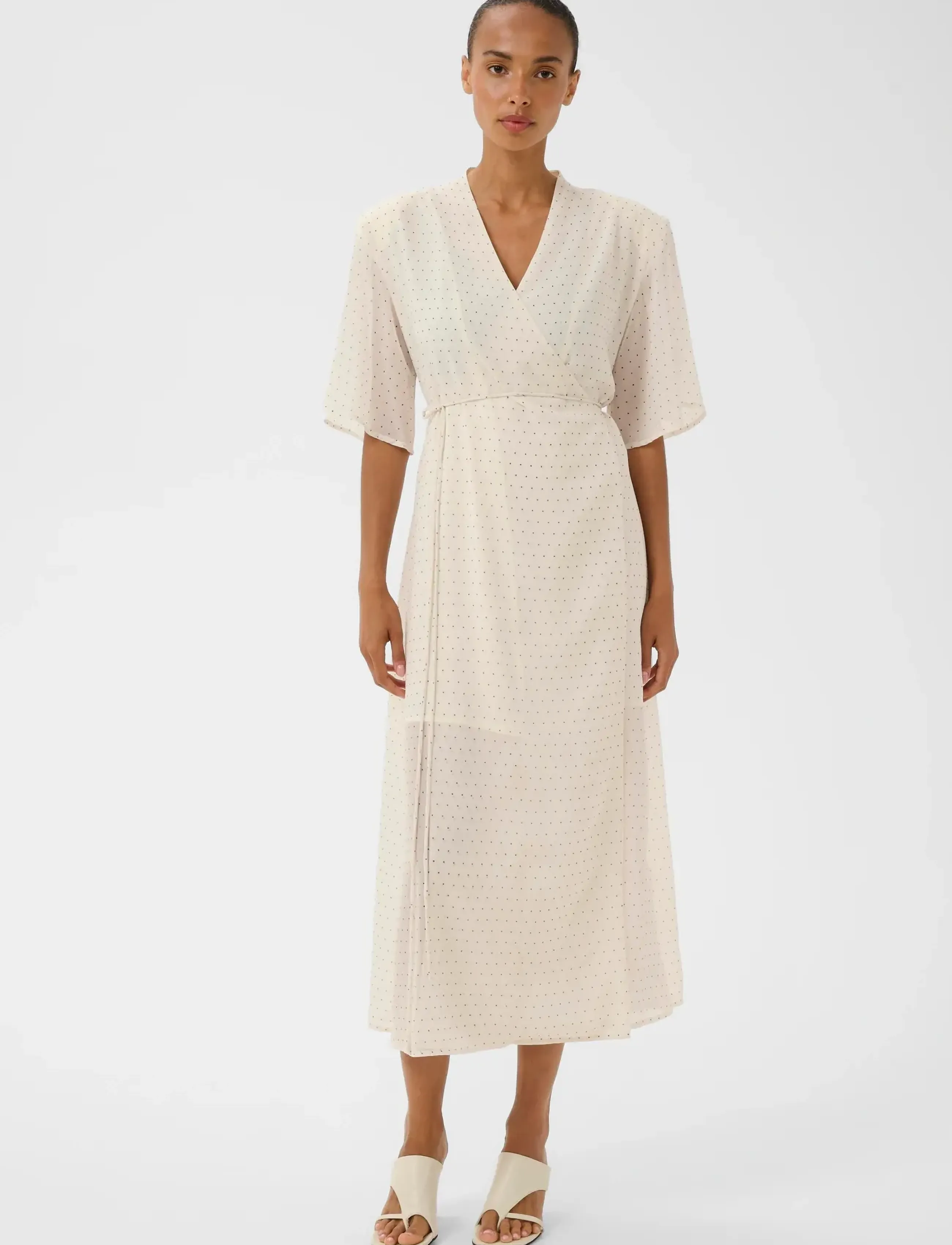 Gestuz Gzdorah P wrap dress - Wickelkleider - BIRCH DOT / cream