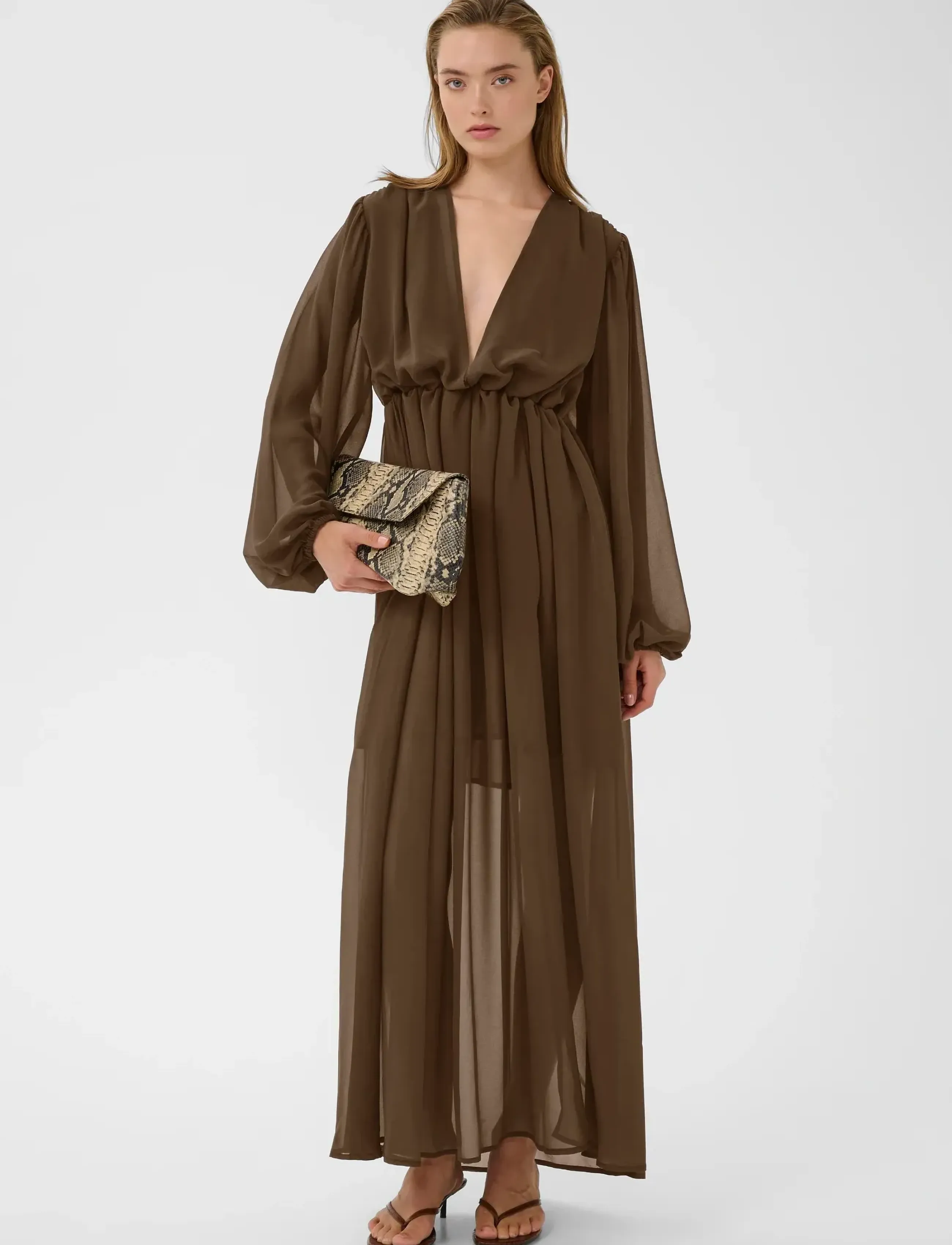 Gestuz GZdarly long dress - Maxi Dresses - RAIN DRUM / brown