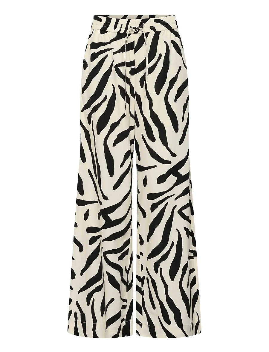 Gestuz - GZzeona P HW pants - laia säärega püksid - graphic black white animal - 1