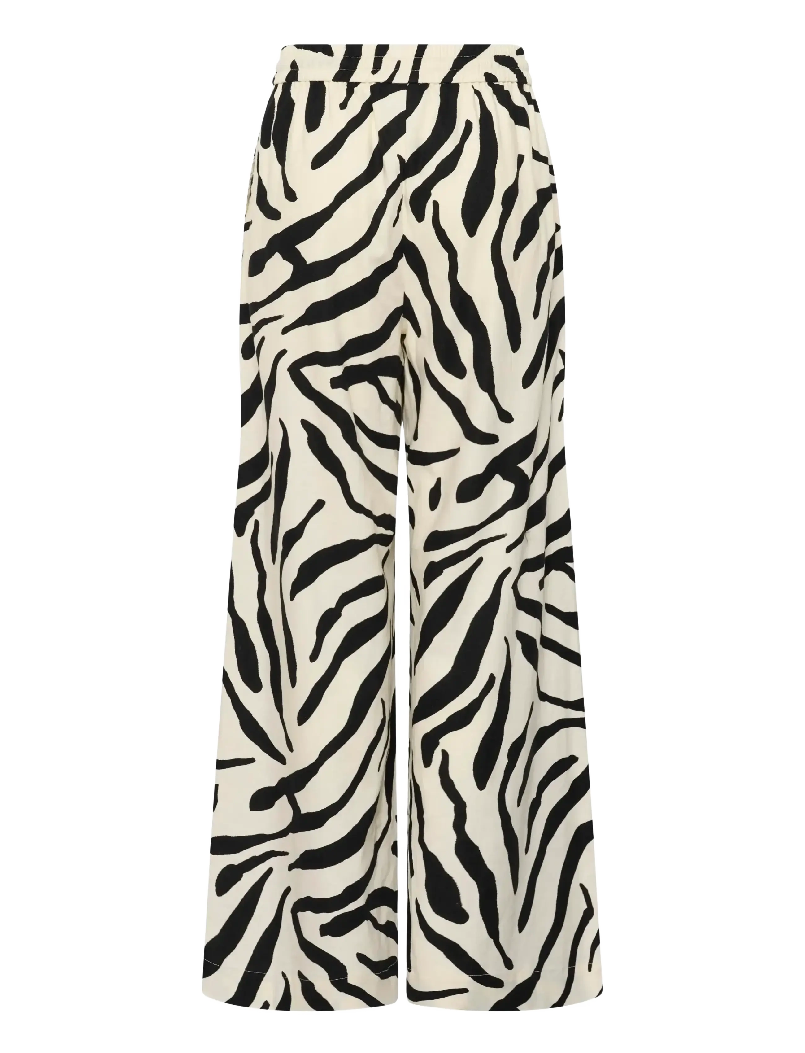 Gestuz - GZzeona P HW pants - wide leg trousers - graphic black white animal - 2