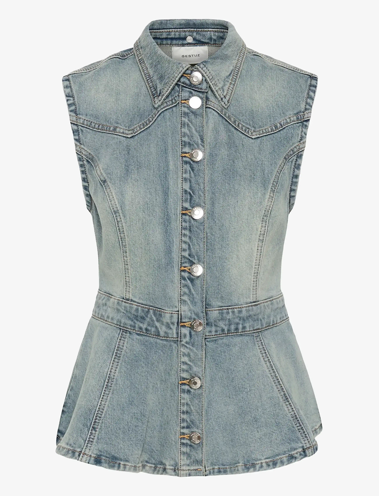 Gestuz - GZnoma SL shirt - denimskjorter - vintage mid blue wash - 1