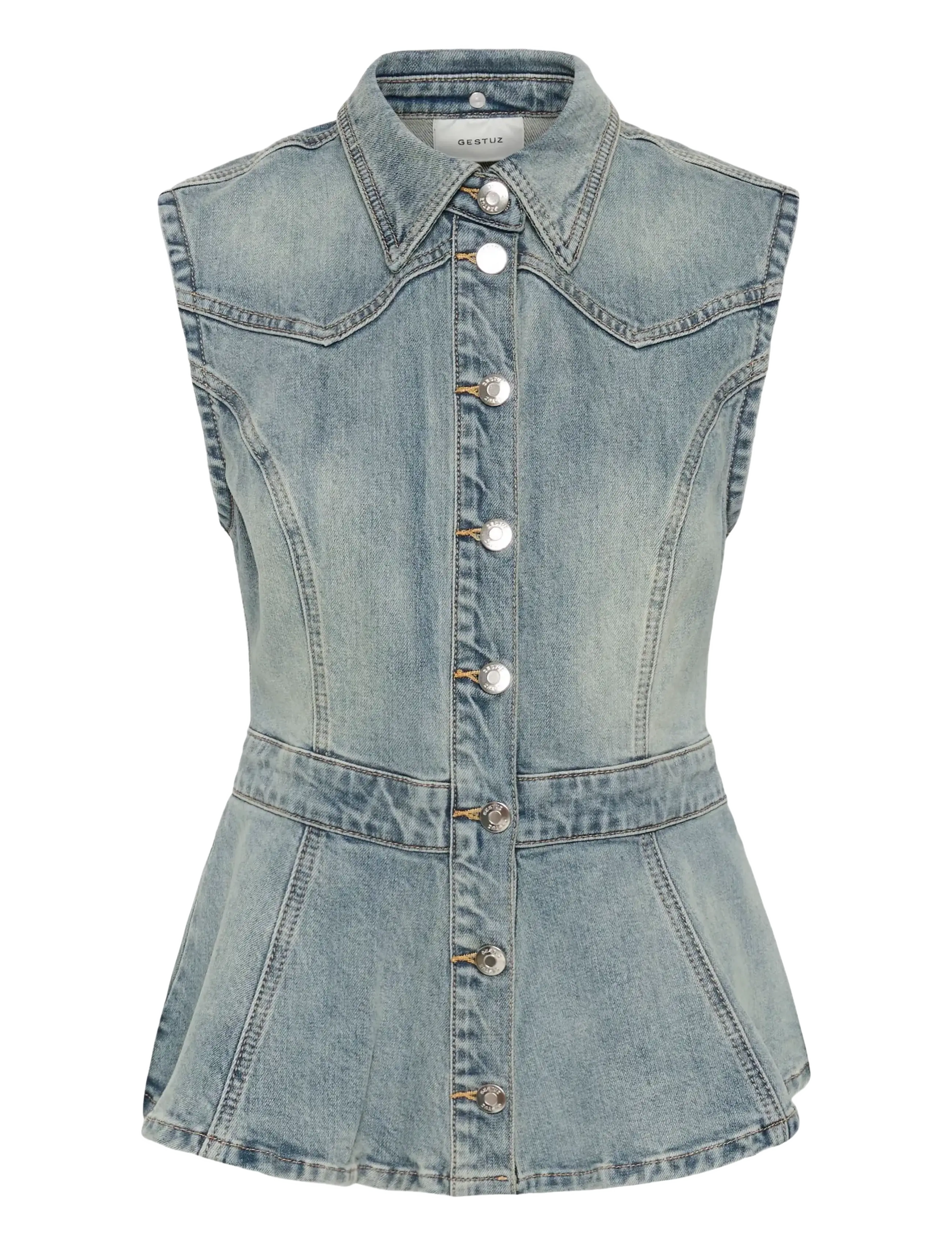Gestuz GZnoma SL shirt - Shirts - VINTAGE MID BLUE WASH / blue