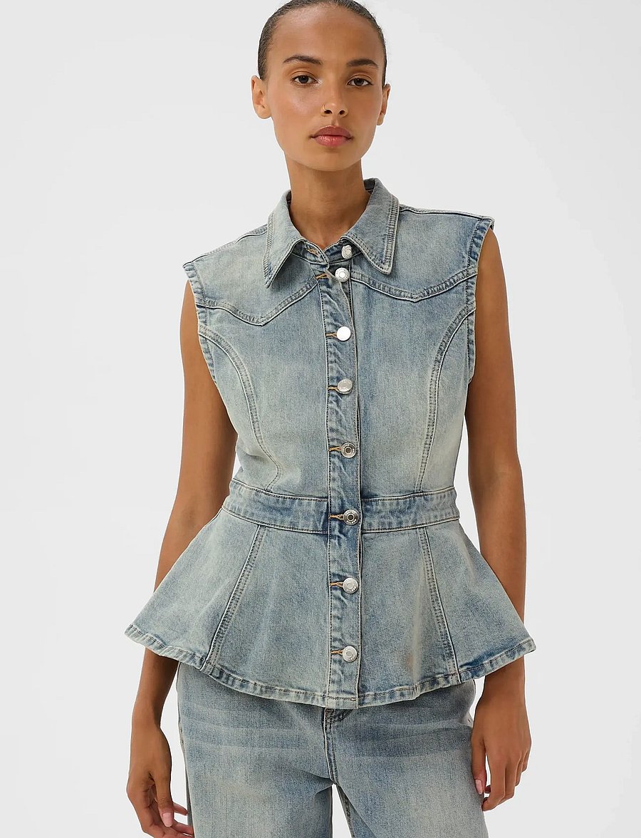 Gestuz - GZnoma SL shirt - jeanshemden - vintage mid blue wash - 0