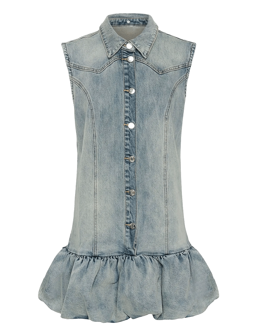 Gestuz - GZnoma dress - skjortklänningar - vintage mid blue wash - 1