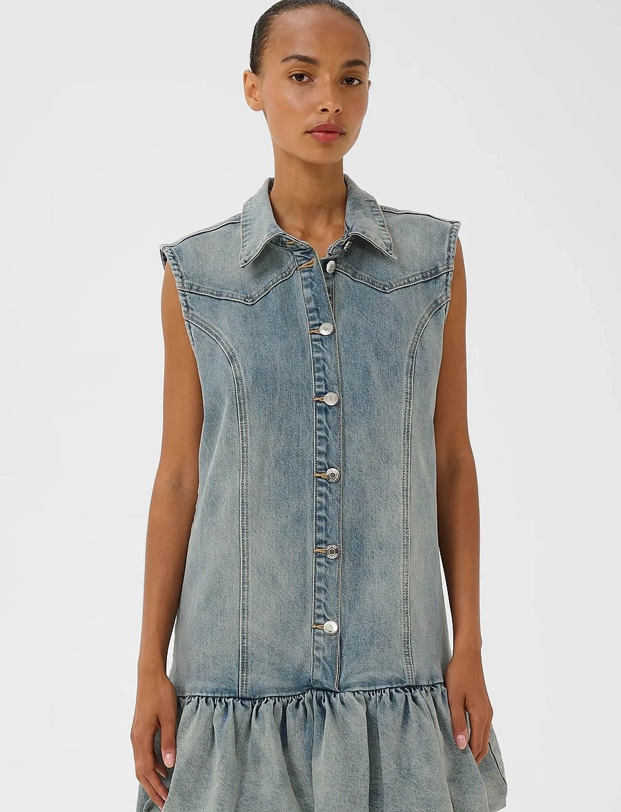 Gestuz - GZnoma dress - skjortklänningar - vintage mid blue wash - 0