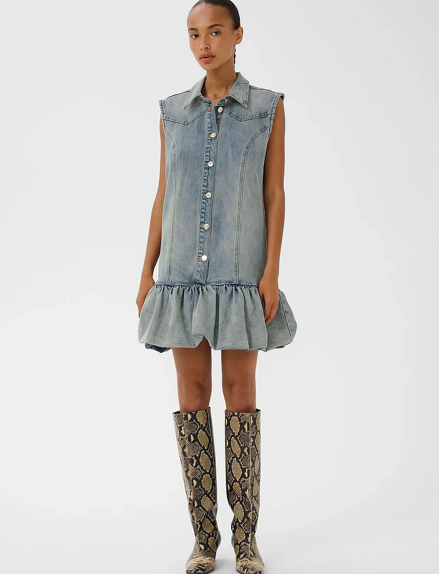 Gestuz - GZnoma dress - skjortklänningar - vintage mid blue wash - 3
