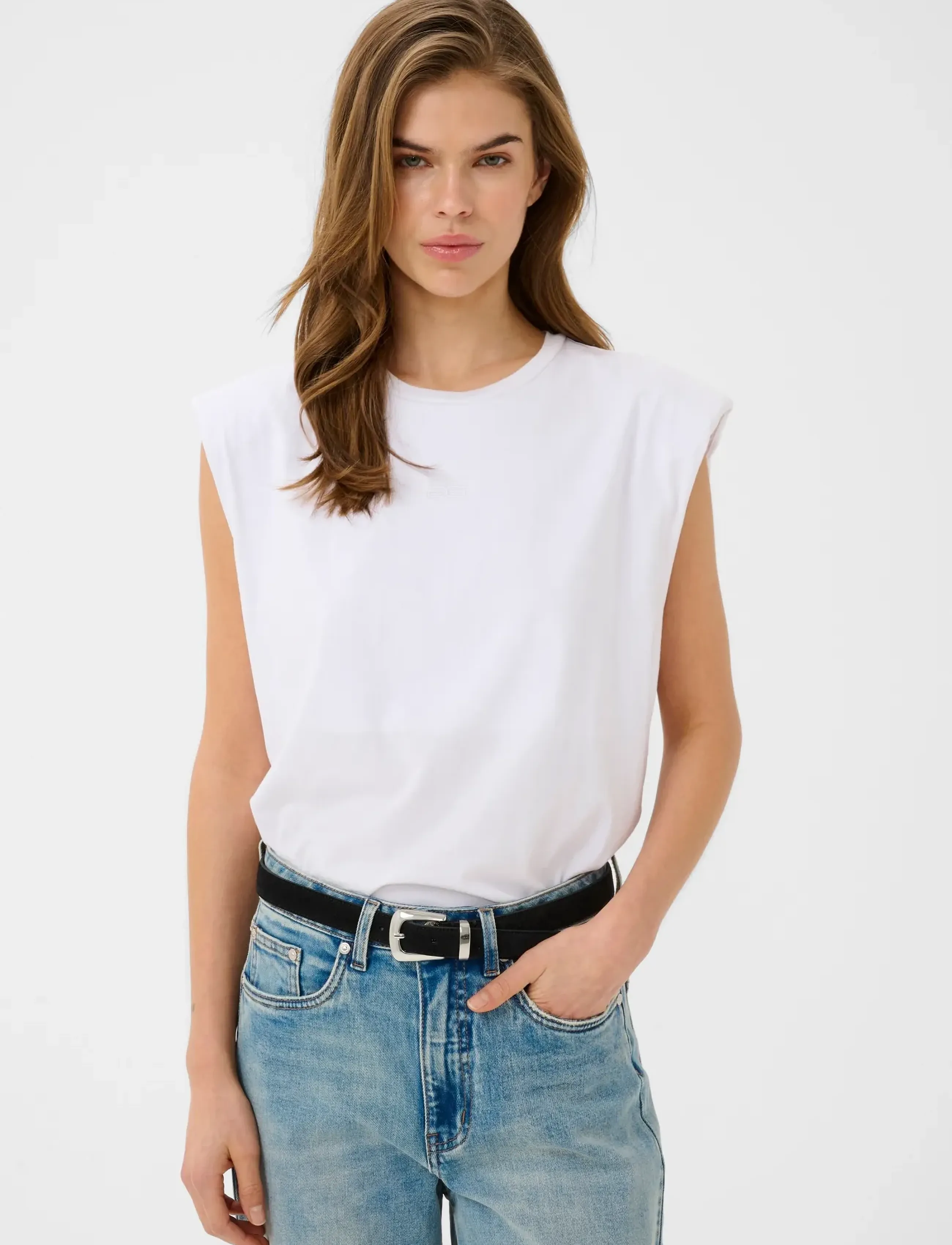 Gestuz Gzkathrin Muscle Tee, Kvinder, Muskel T-Shirt, Hvid, Str: L
