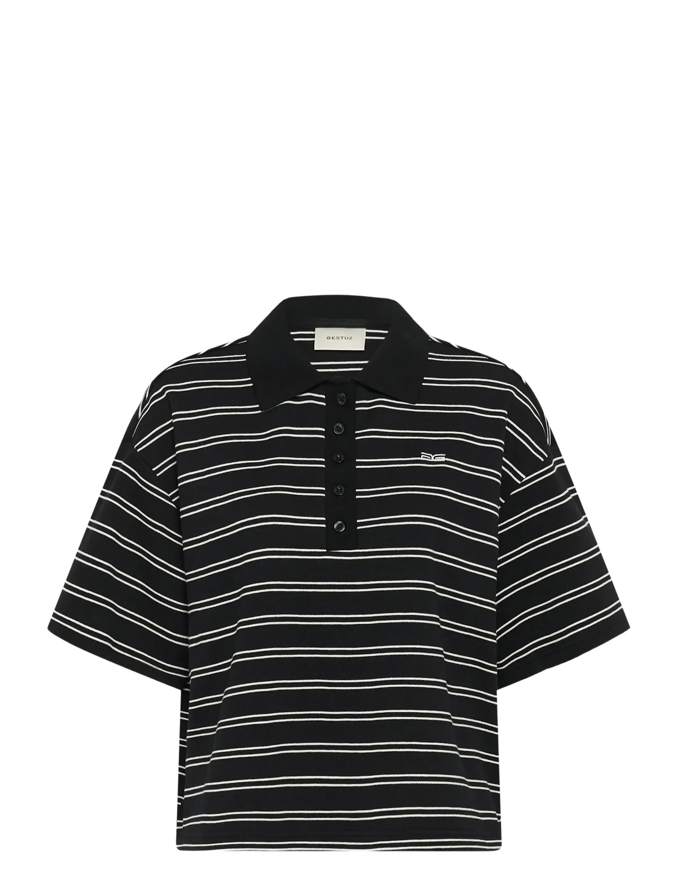 Gestuz GZpilova polo tee - Fashion Trends - BLACK WHITE STRIPED / black