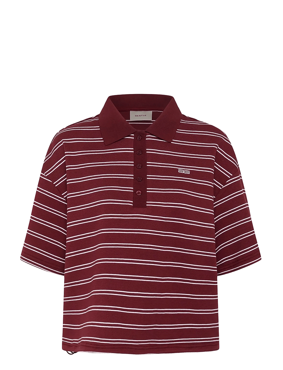 Gestuz - GZpilova polo tee - polo shirts - cabernet striped - 1