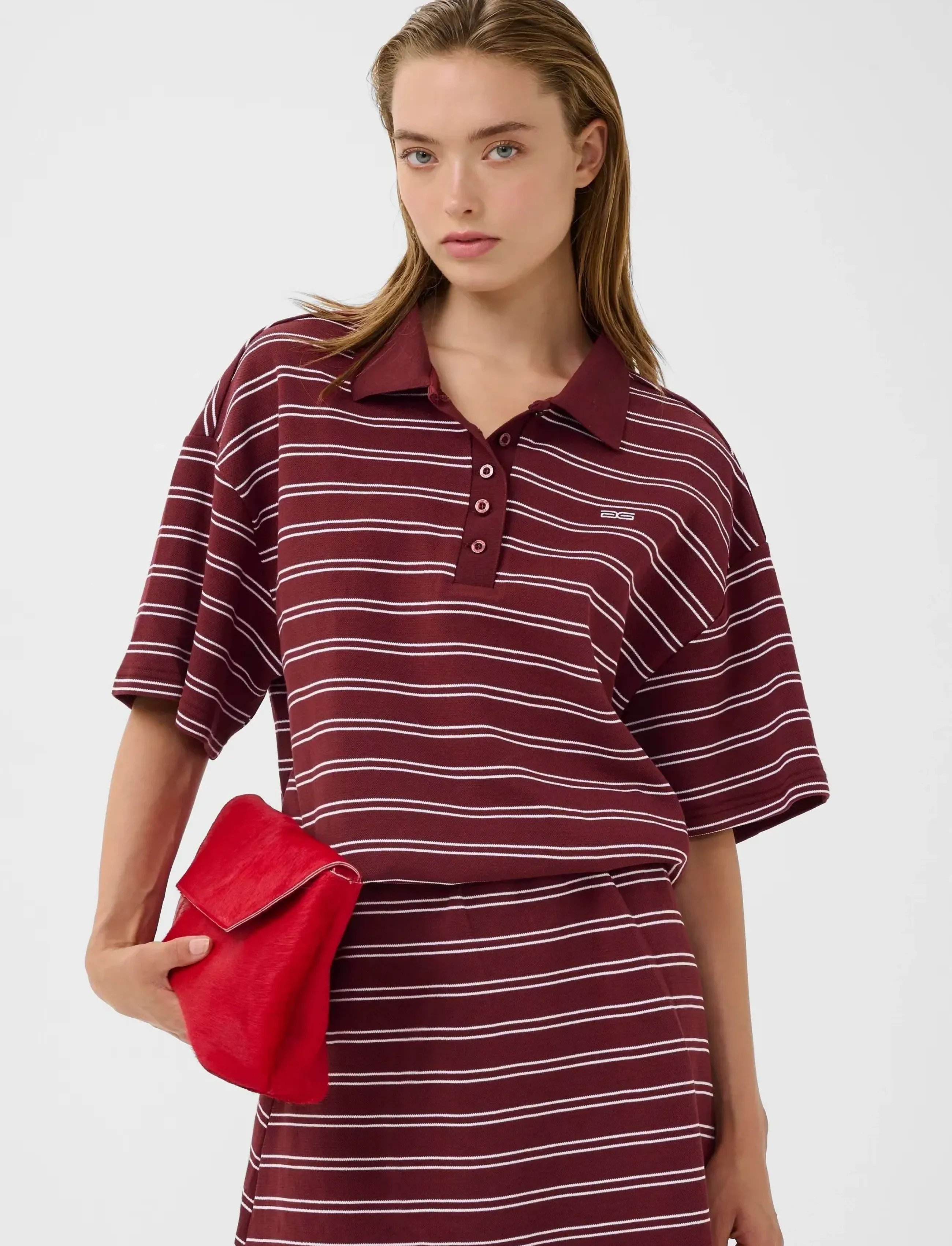 Gestuz Gzpilova Polo Tee, L, T-shirts & Oberteile, Burgunderrot - Polos, Frauen