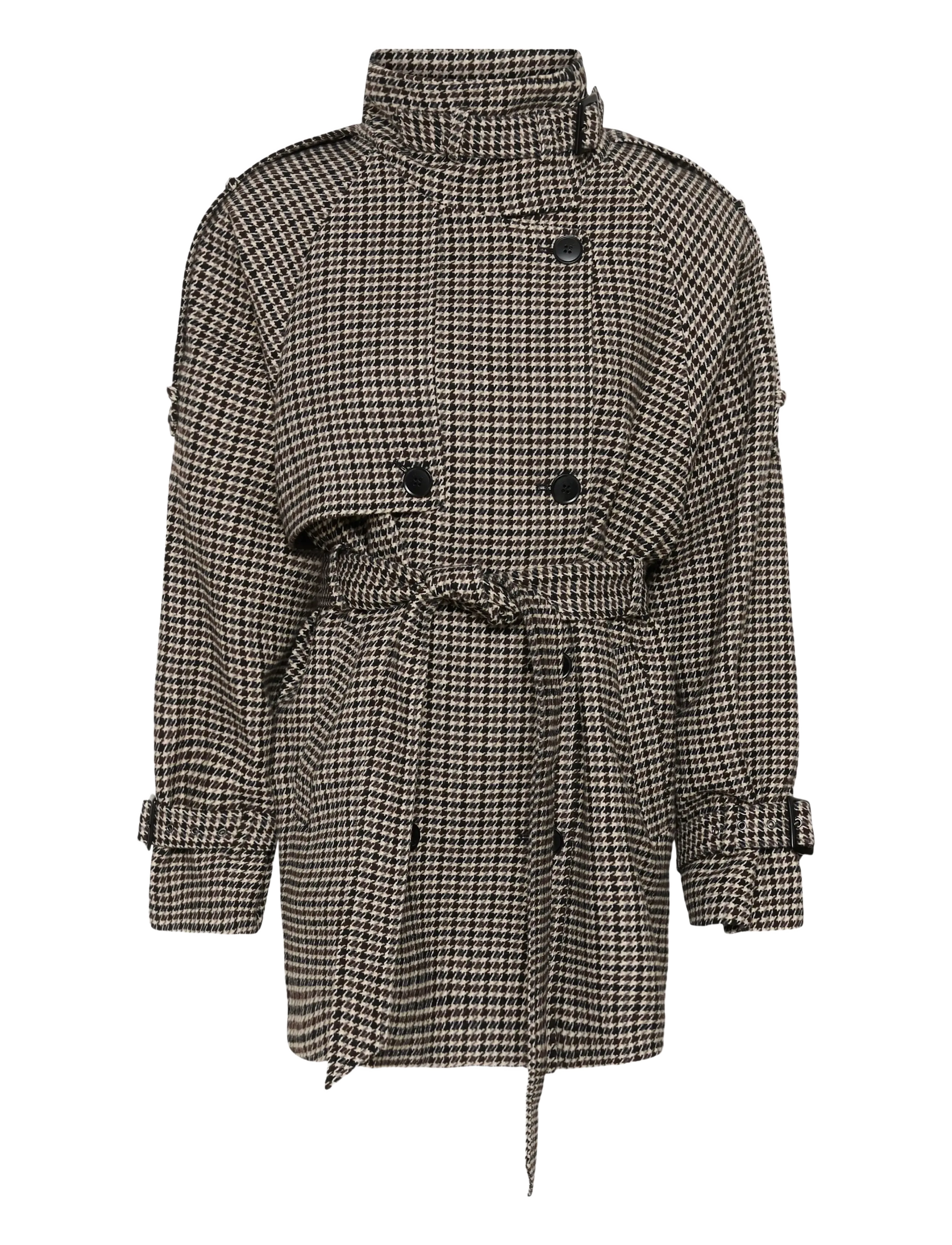 Gestuz GZavic midi HT jacket - Transitional Layering - BROWN/GREEN HOUNDSTOOTH / brown