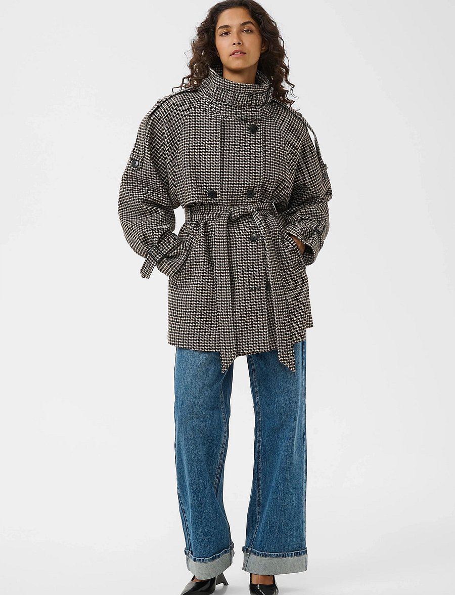 Gestuz - GZavic midi HT jacket - brown/green houndstooth - 3