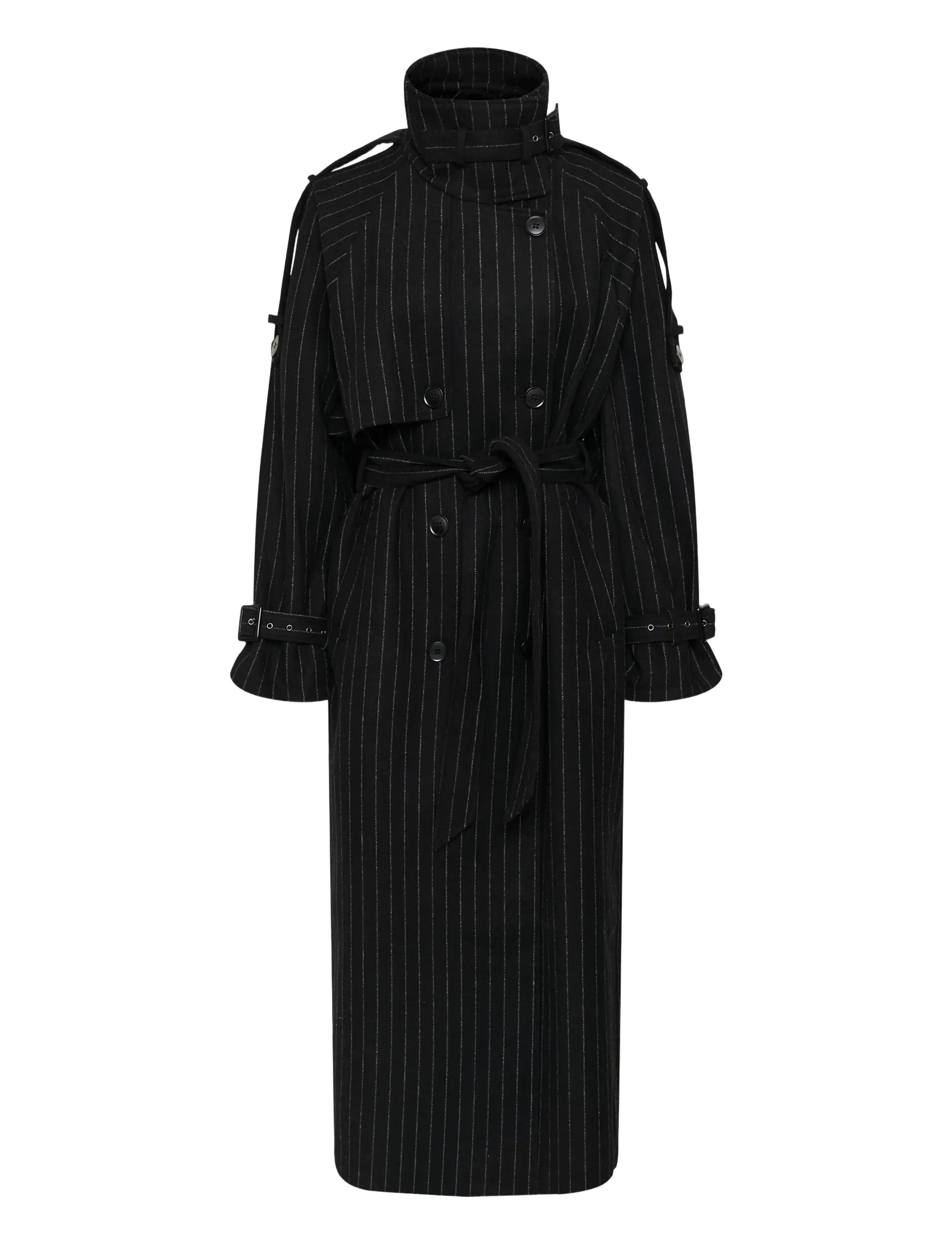 Gestuz GZavic long pinstripe - CPH fashion week - BLACK PINSTRIPE / black