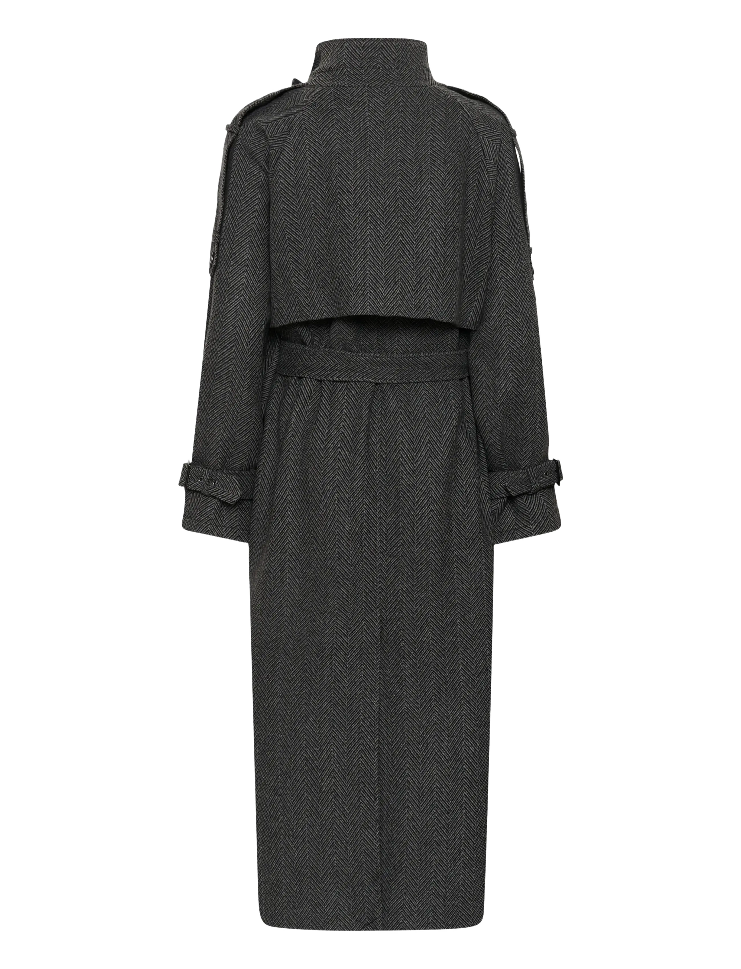 Gestuz - GZavic long HB coat - herringbone black/grey - 1