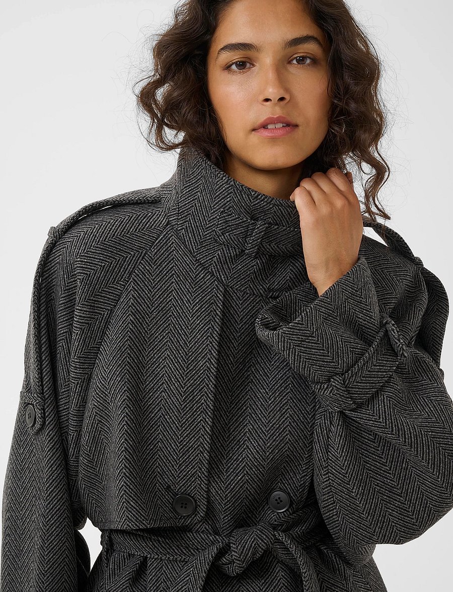 Gestuz - GZavic long HB coat - herringbone black/grey - 5
