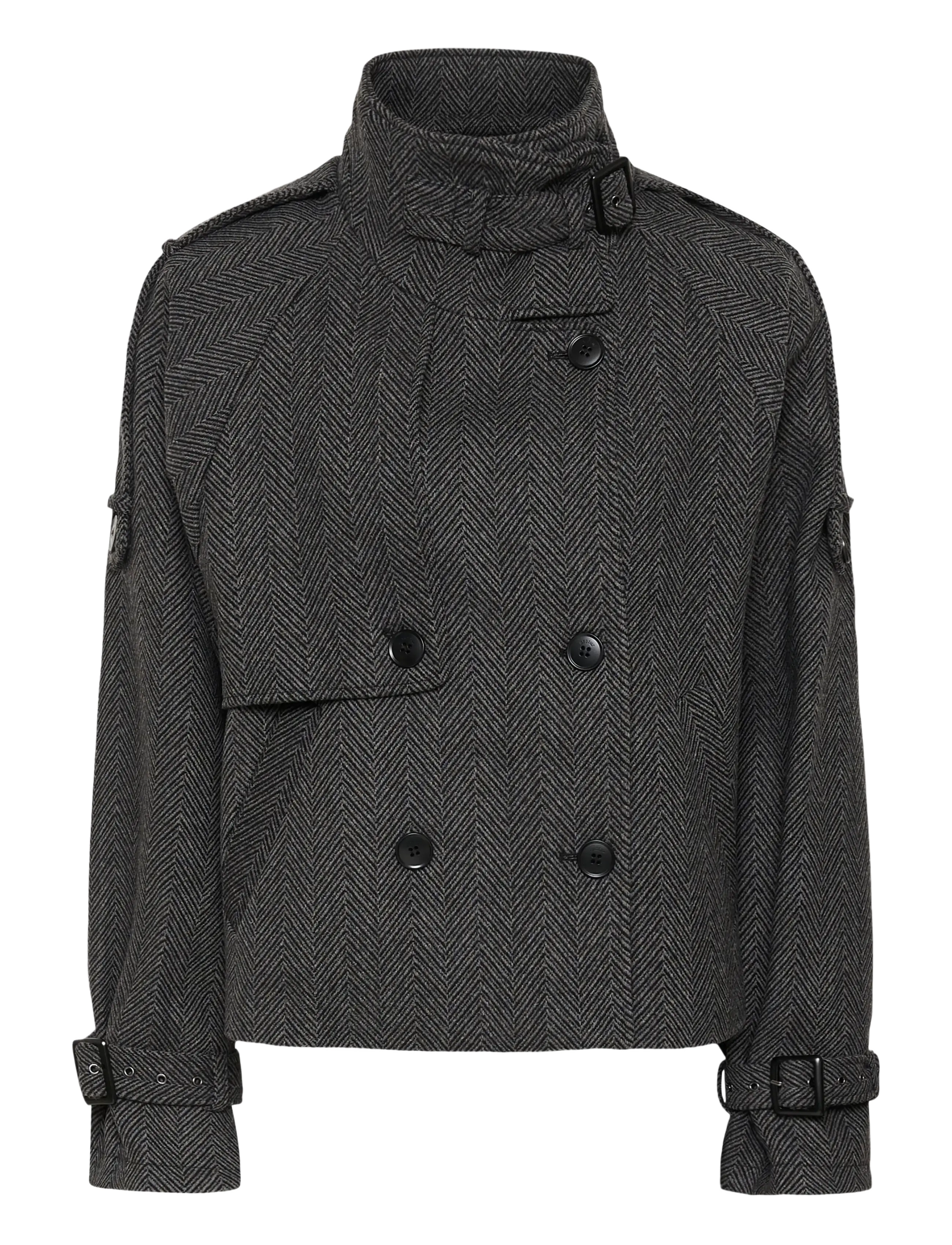Gestuz GZavic short HB jacket - Tänavastiil - HERRINGBONE BLACK/GREY / grey