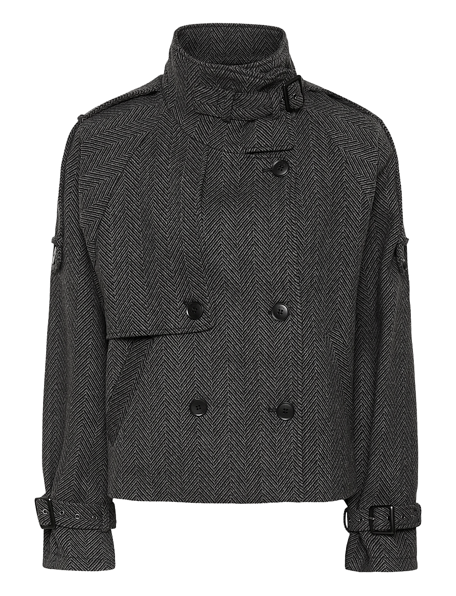 Gestuz - GZavic short HB jacket - villased jakid - herringbone black/grey - 0