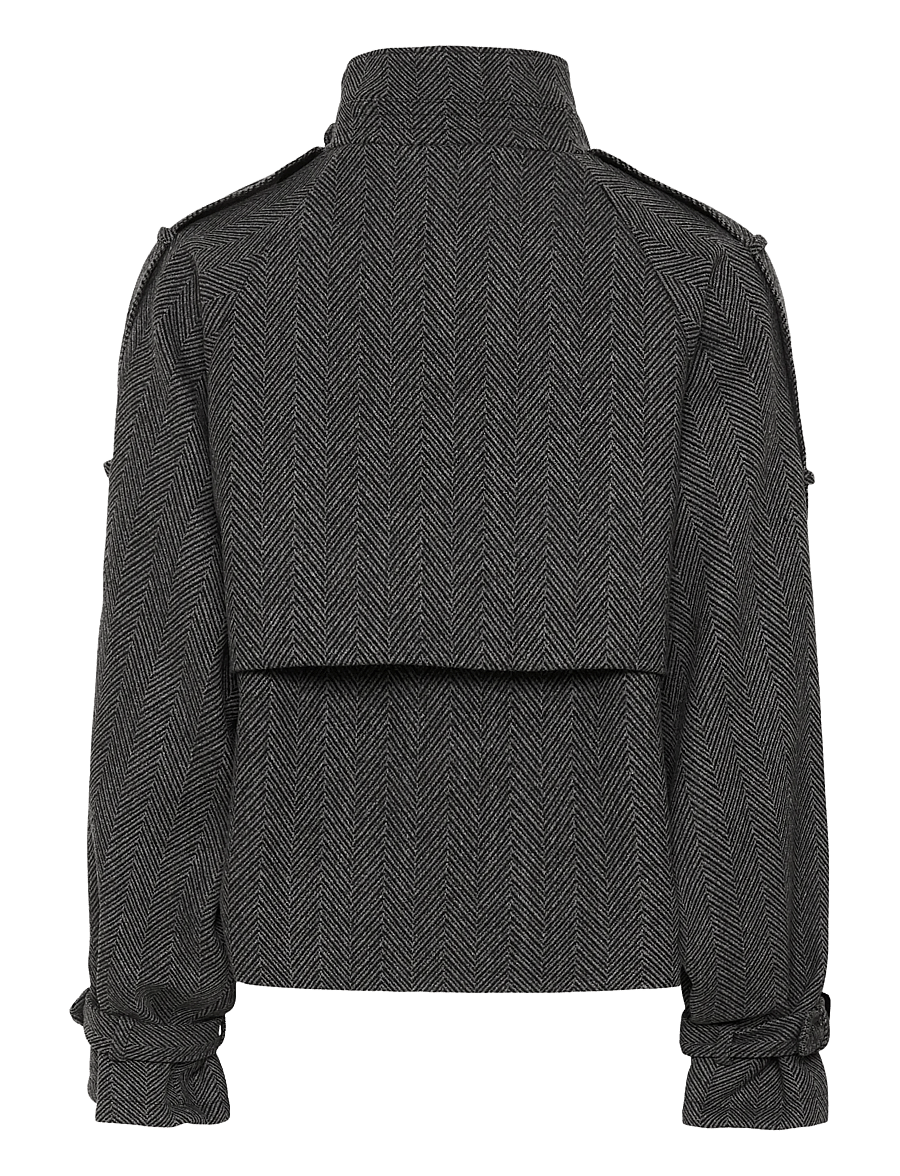Gestuz - GZavic short HB jacket - villased jakid - herringbone black/grey - 1