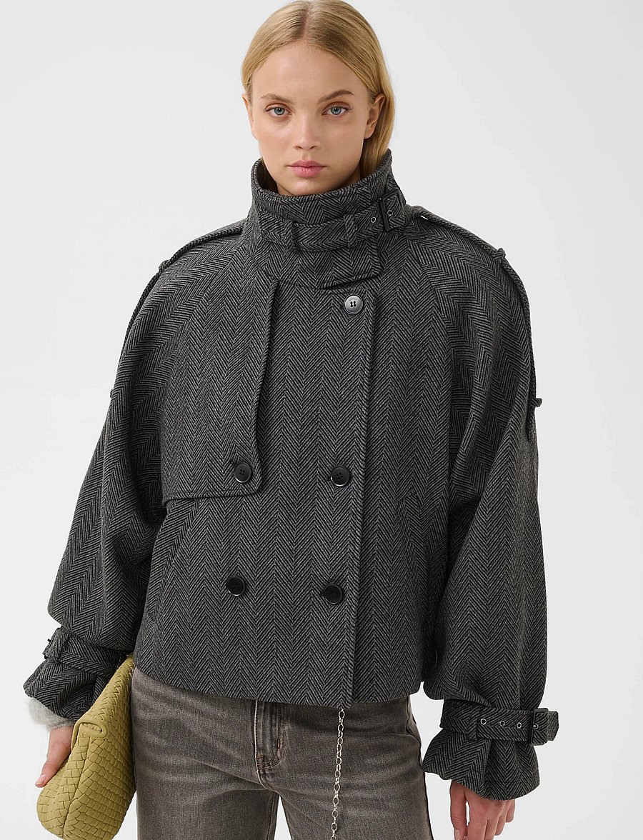 Gestuz - GZavic short HB jacket - villased jakid - herringbone black/grey - 2