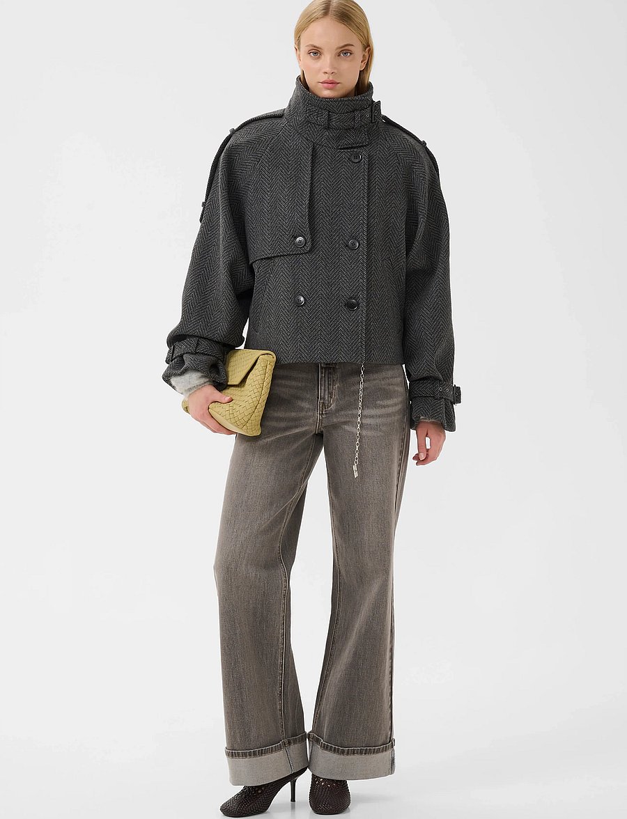 Gestuz - GZavic short HB jacket - villased jakid - herringbone black/grey - 3