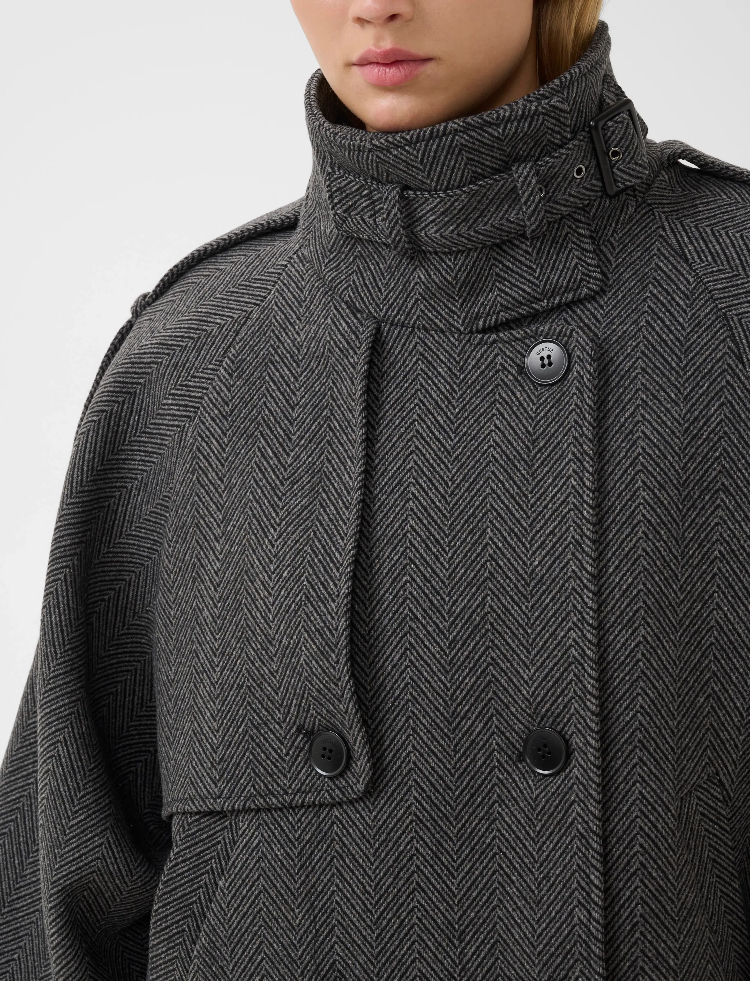 Gestuz - GZavic short HB jacket - villased jakid - herringbone black/grey - 5