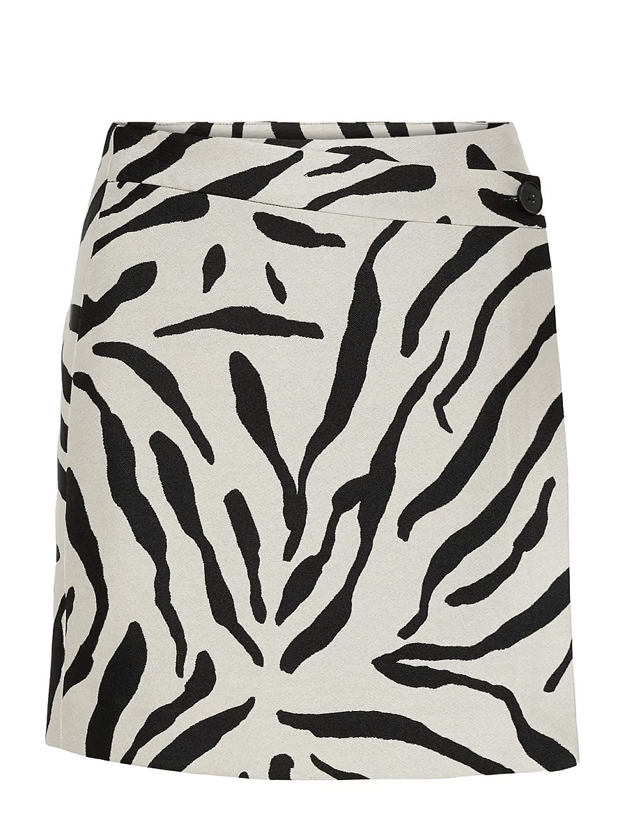 Gestuz - GZzebe wrap MW skirt - wickelröcke - graphic black white animal - 1
