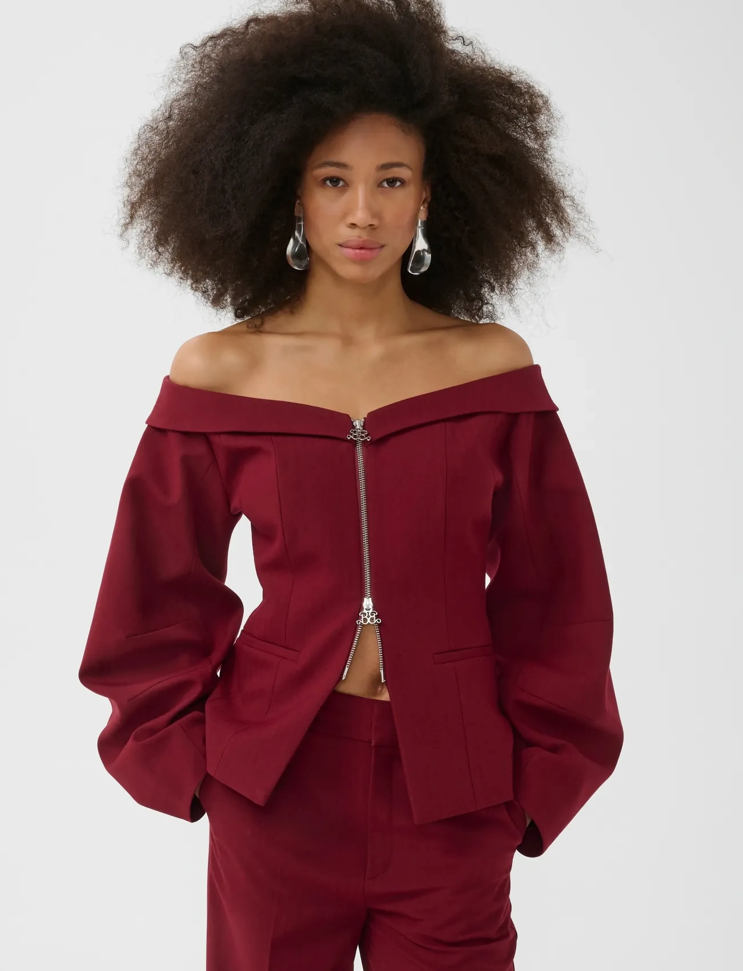 Gestuz Bxgbabara Blazer, 34, Burgundy, Blazere > Cropped Blazere, Dame