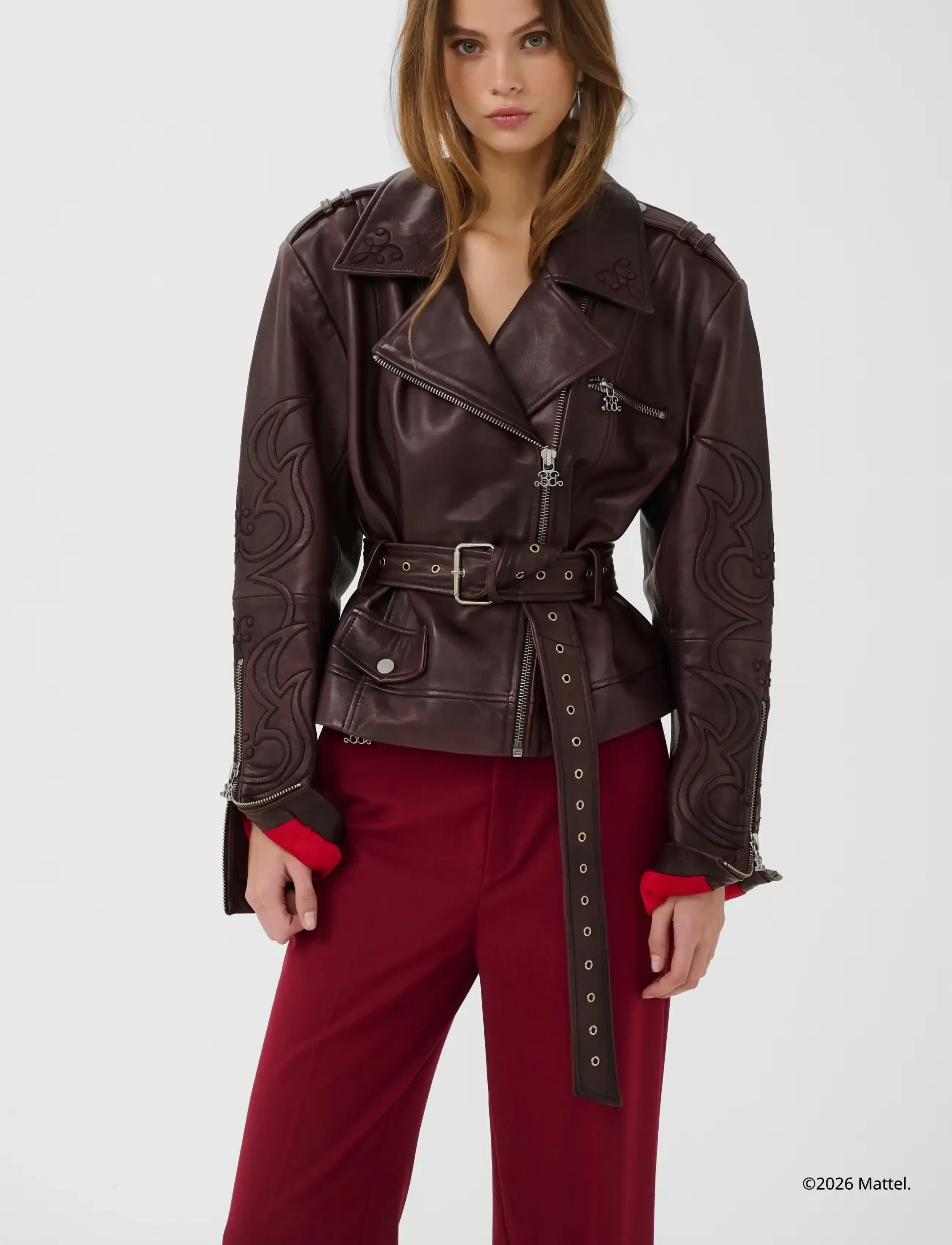 Gestuz Bxgken Biker Jacket, 40, Jackets, Burgunderrot - Leather, Frauen
