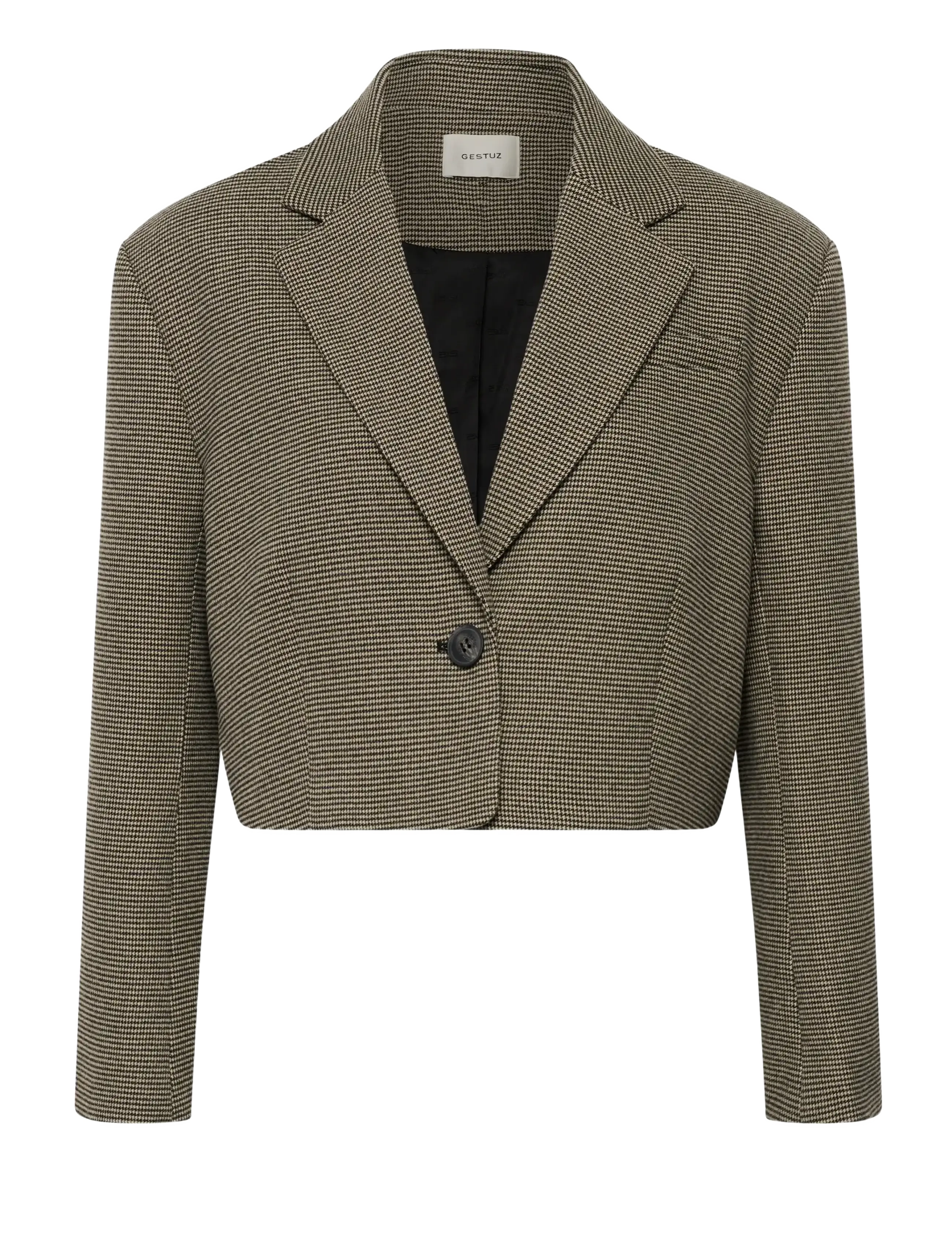 Gestuz GZcasia blazer - Korta kavajer - BLACK AND WHITE HOUNDSTOOTH / brown