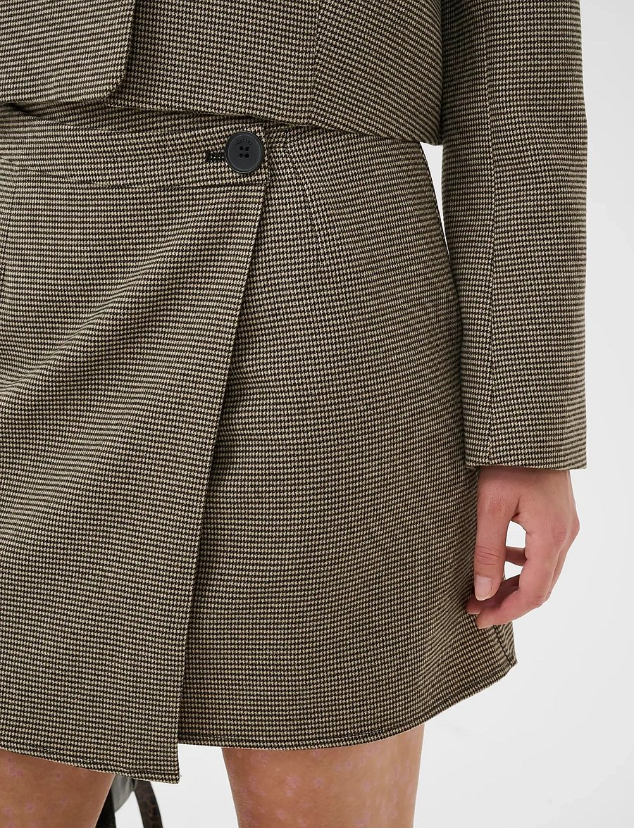 Gestuz - GZcasia HW skirt - slå-om-nederdele - black and white houndstooth - 4