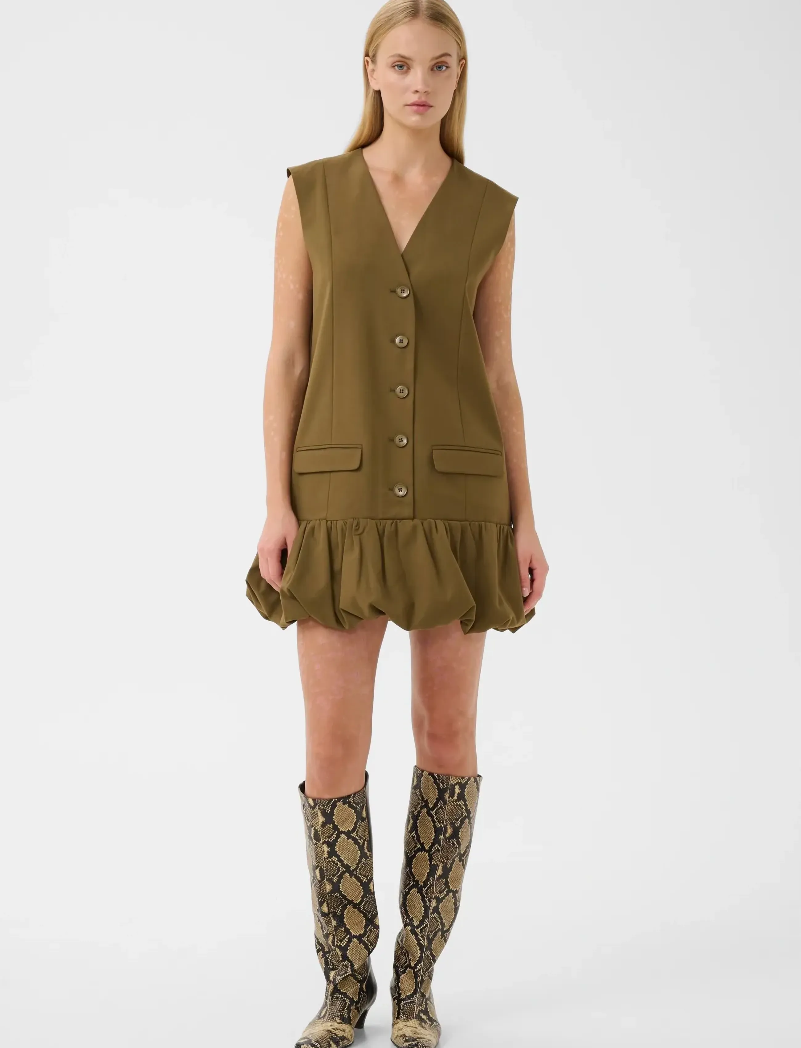 Gestuz - GZolivia dress - minikleidid - military olive - 3