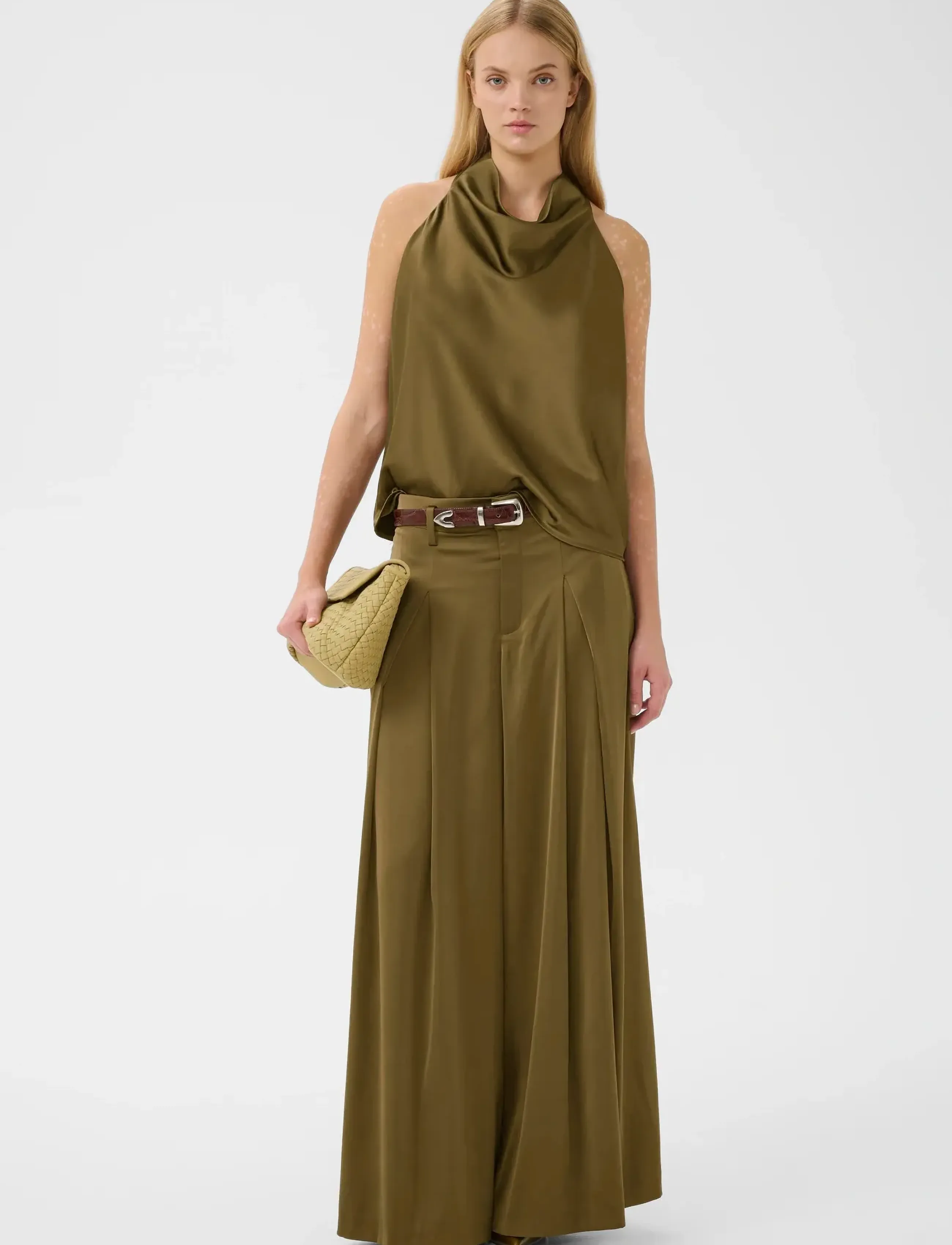 Gestuz - GZcerina HW pants - wide leg trousers - military olive - 3