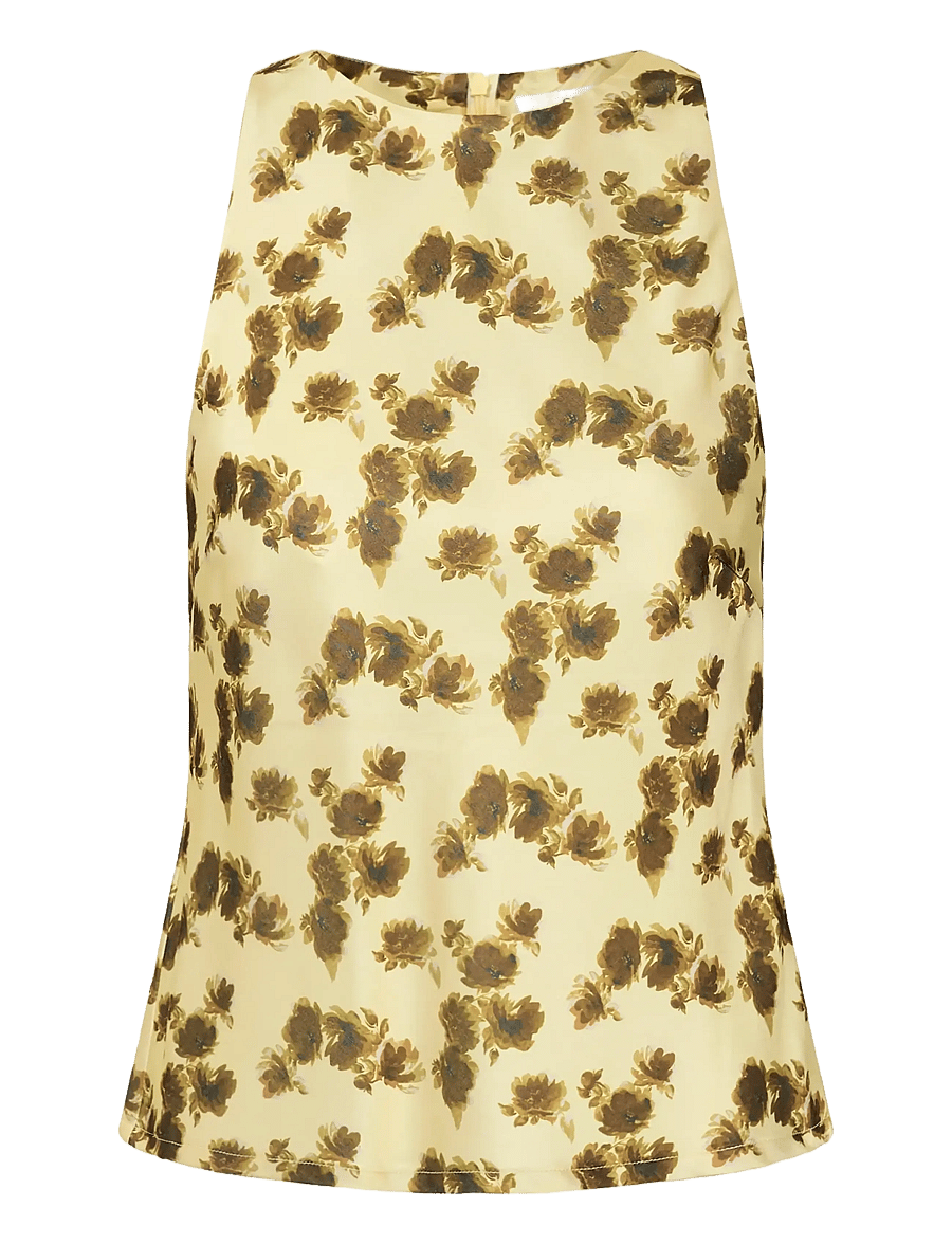 Gestuz - GZchery P blouse - hihattomat puserot - lemon yellow olive flower - 1