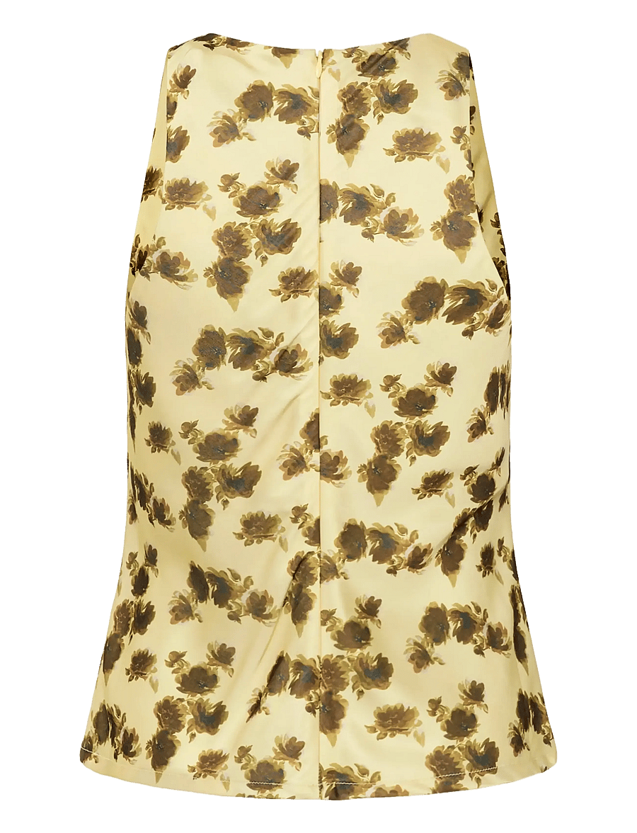 Gestuz - GZchery P blouse - hihattomat puserot - lemon yellow olive flower - 2