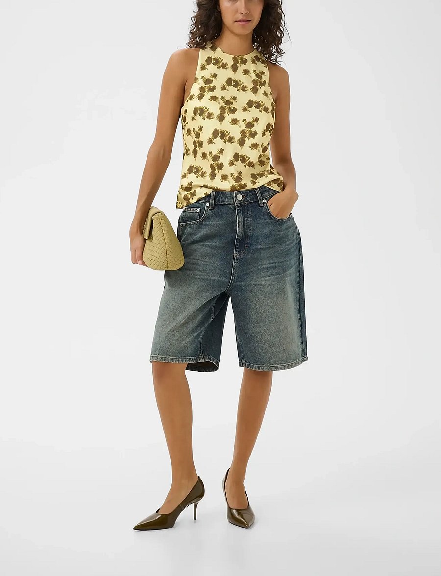Gestuz - GZchery P blouse - hihattomat puserot - lemon yellow olive flower - 3