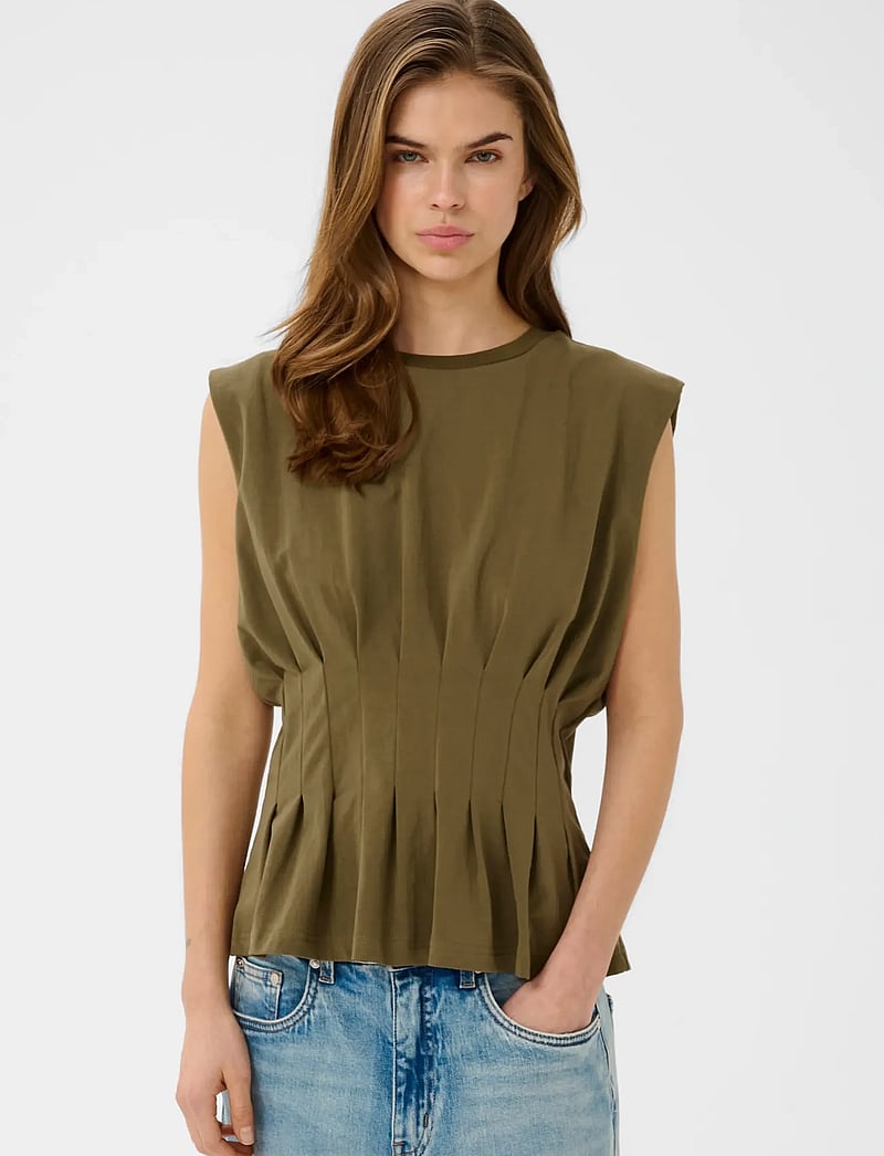 Gestuz - GZinez sl tee - tanktops - military olive - 0