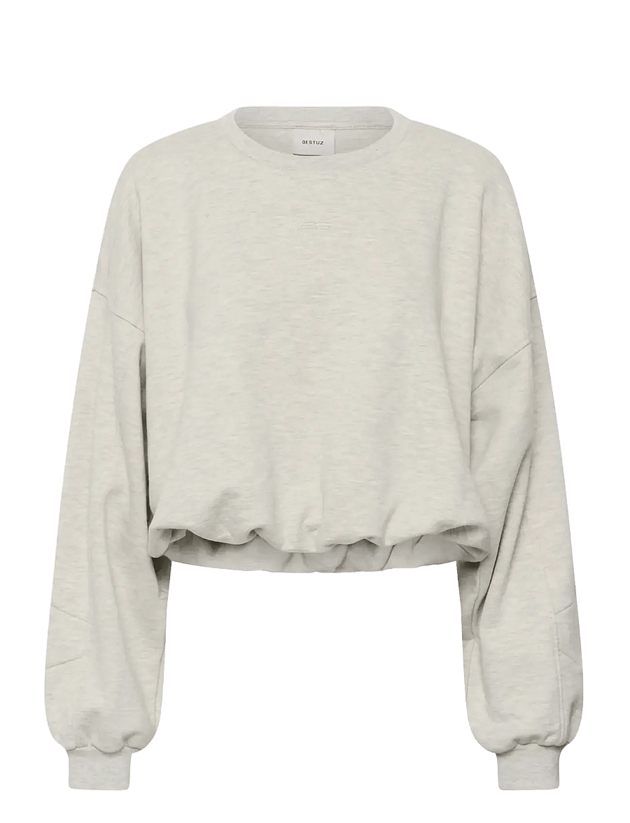 Gestuz - GZkahla mel sweatshirt - crop tops - ultra light grey mÉlange - 1
