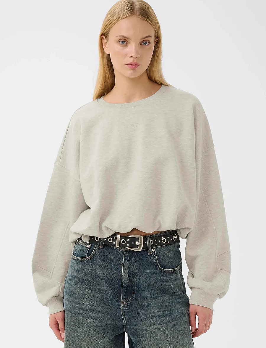 Gestuz - GZkahla mel sweatshirt - crop tops - ultra light grey mÉlange - 0