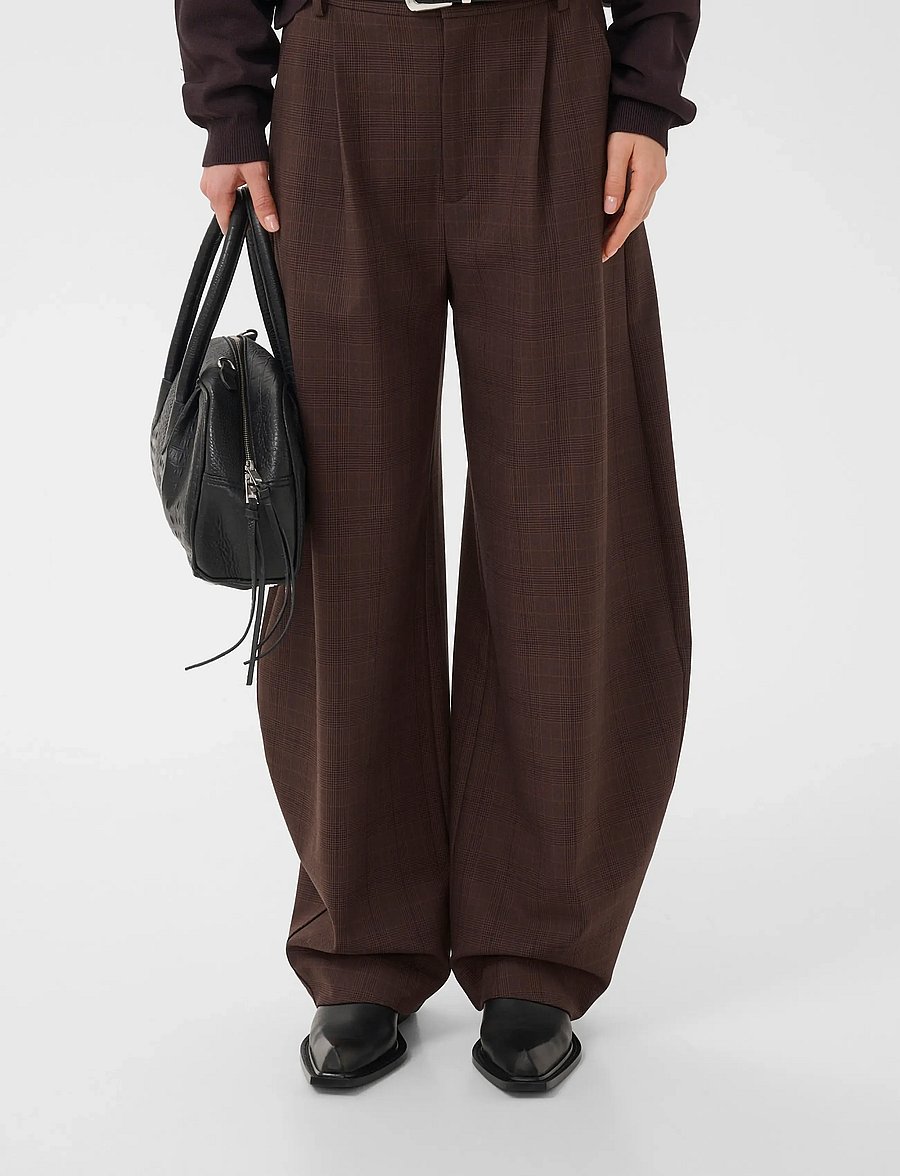 Gestuz - GZlavana HW pants - barrel-püksid - brown check - 2