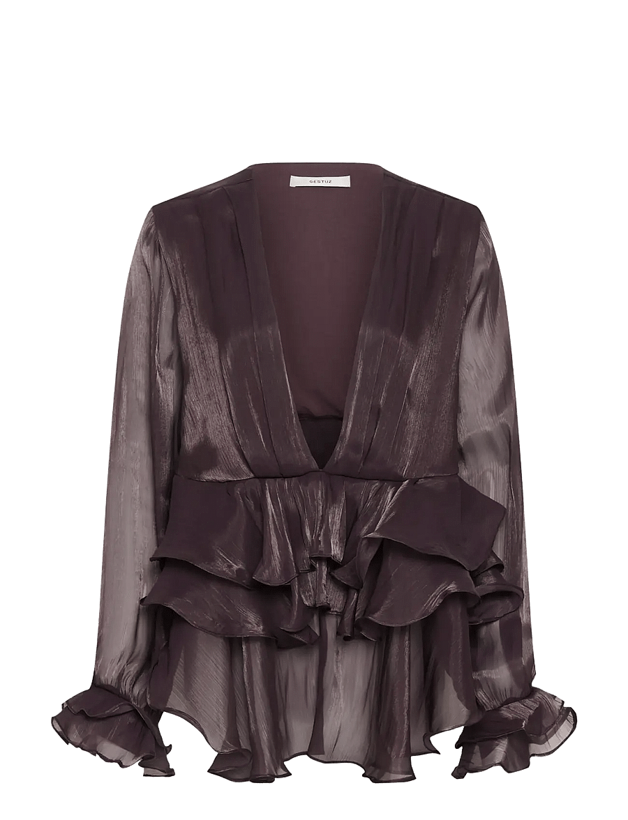 Gestuz - GZlicie blouse - långärmade blusar - deep plum - 0