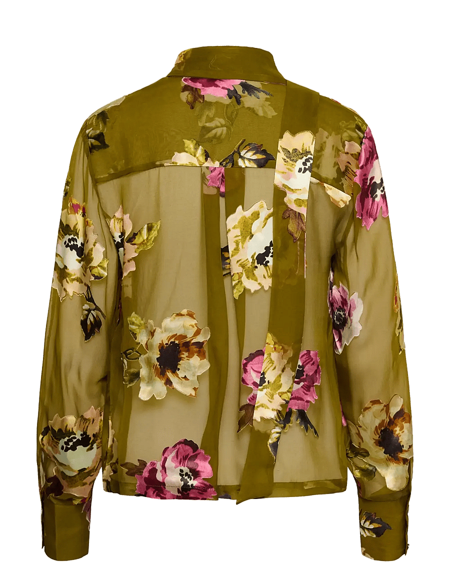 Gestuz - GZdarcia P shirt - långärmade skjortor - olive green flower - 1