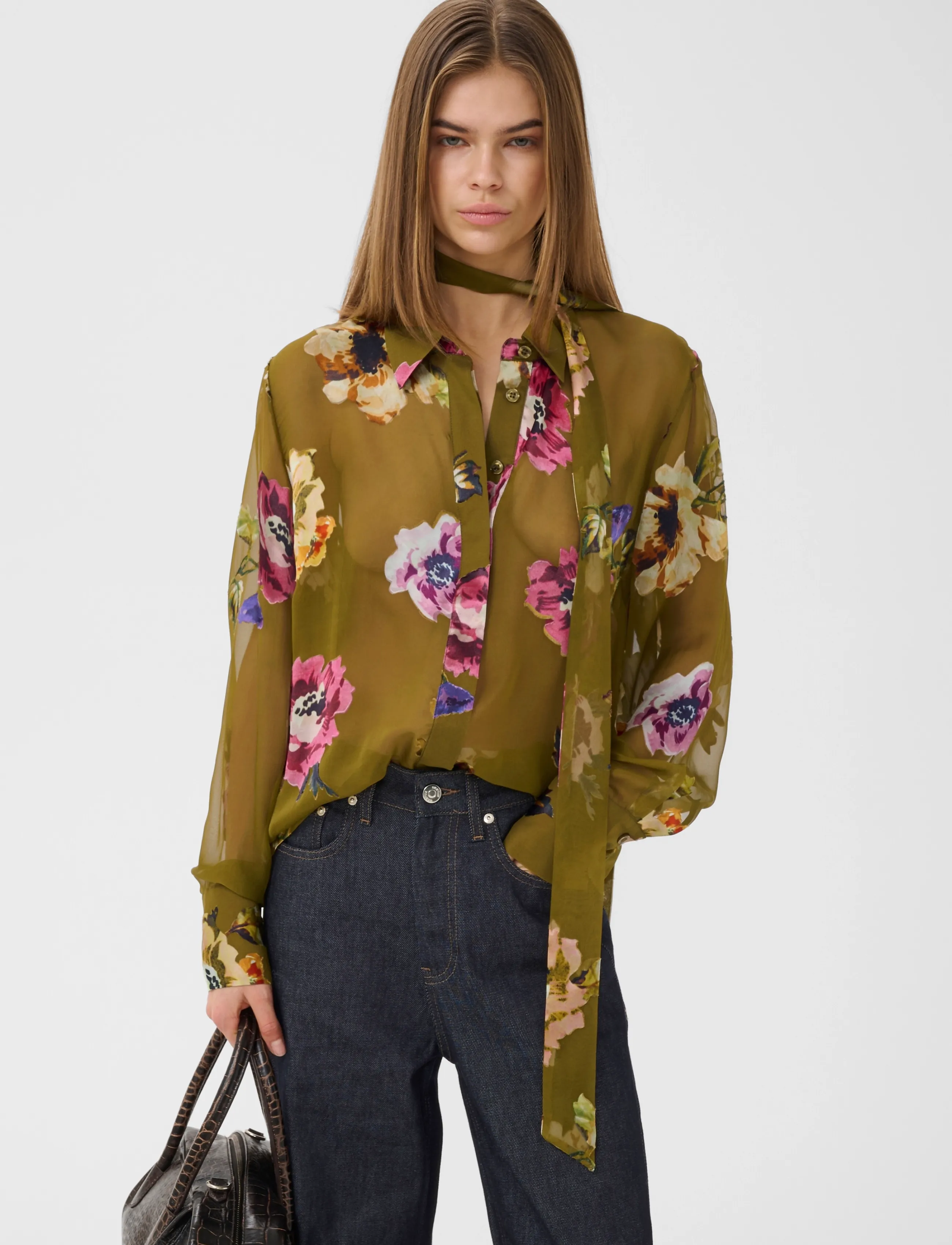 Gestuz - GZdarcia P shirt - olive green flower - 2