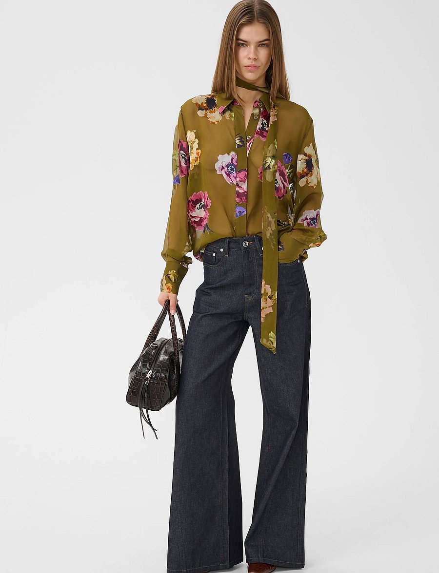 Gestuz - GZdarcia P shirt - långärmade skjortor - olive green flower - 3