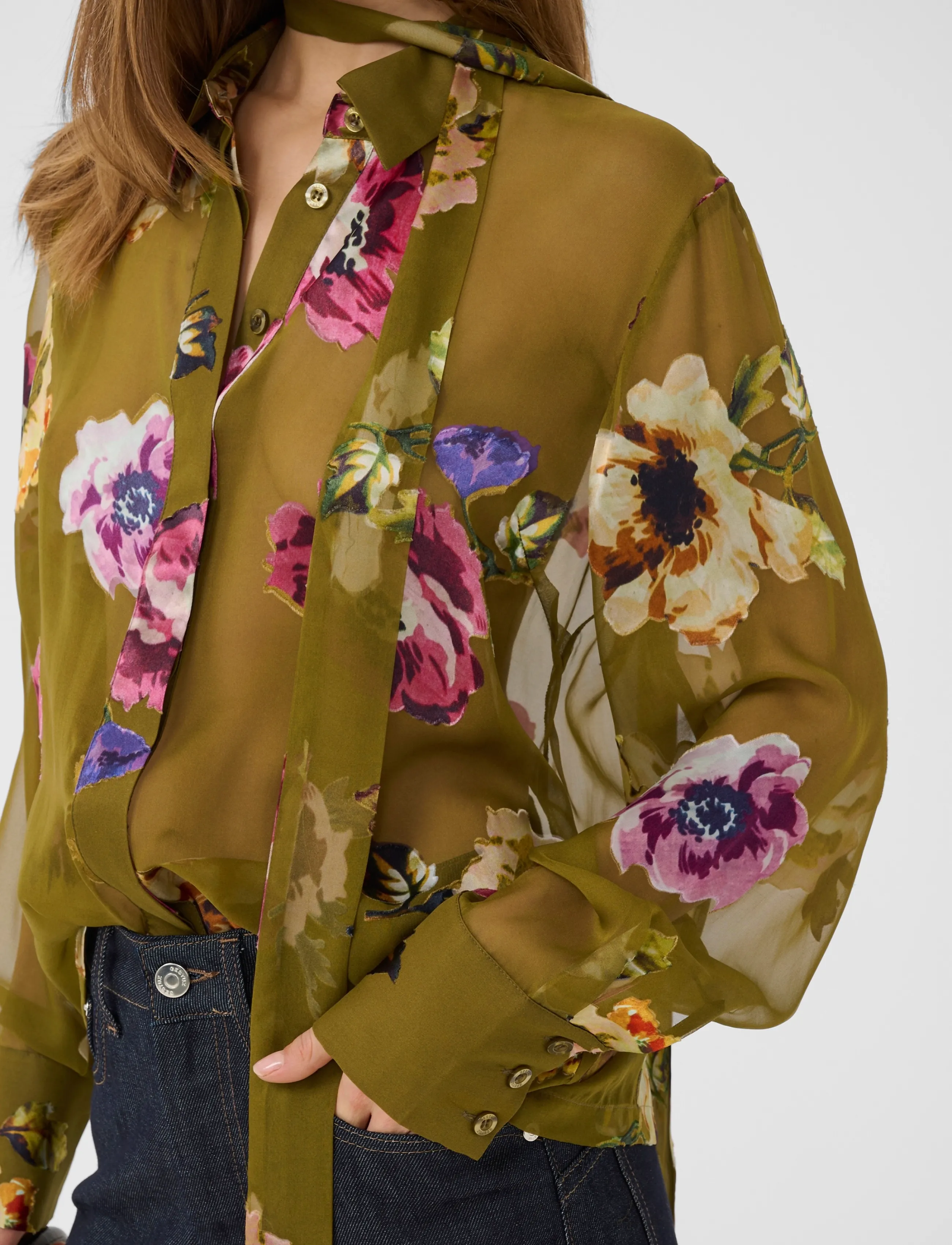 Gestuz - GZdarcia P shirt - olive green flower - 5