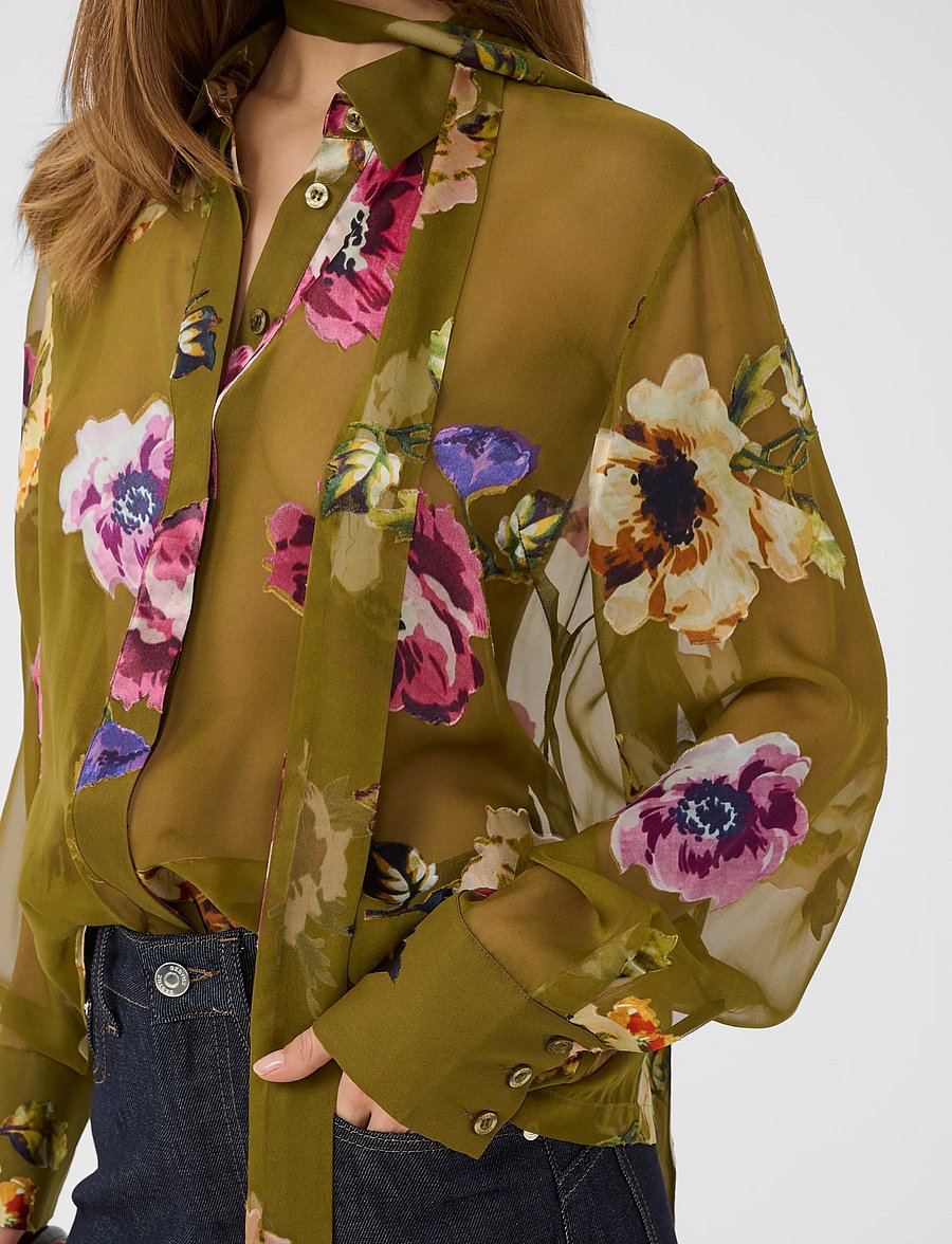 Gestuz - GZdarcia P shirt - långärmade skjortor - olive green flower - 5