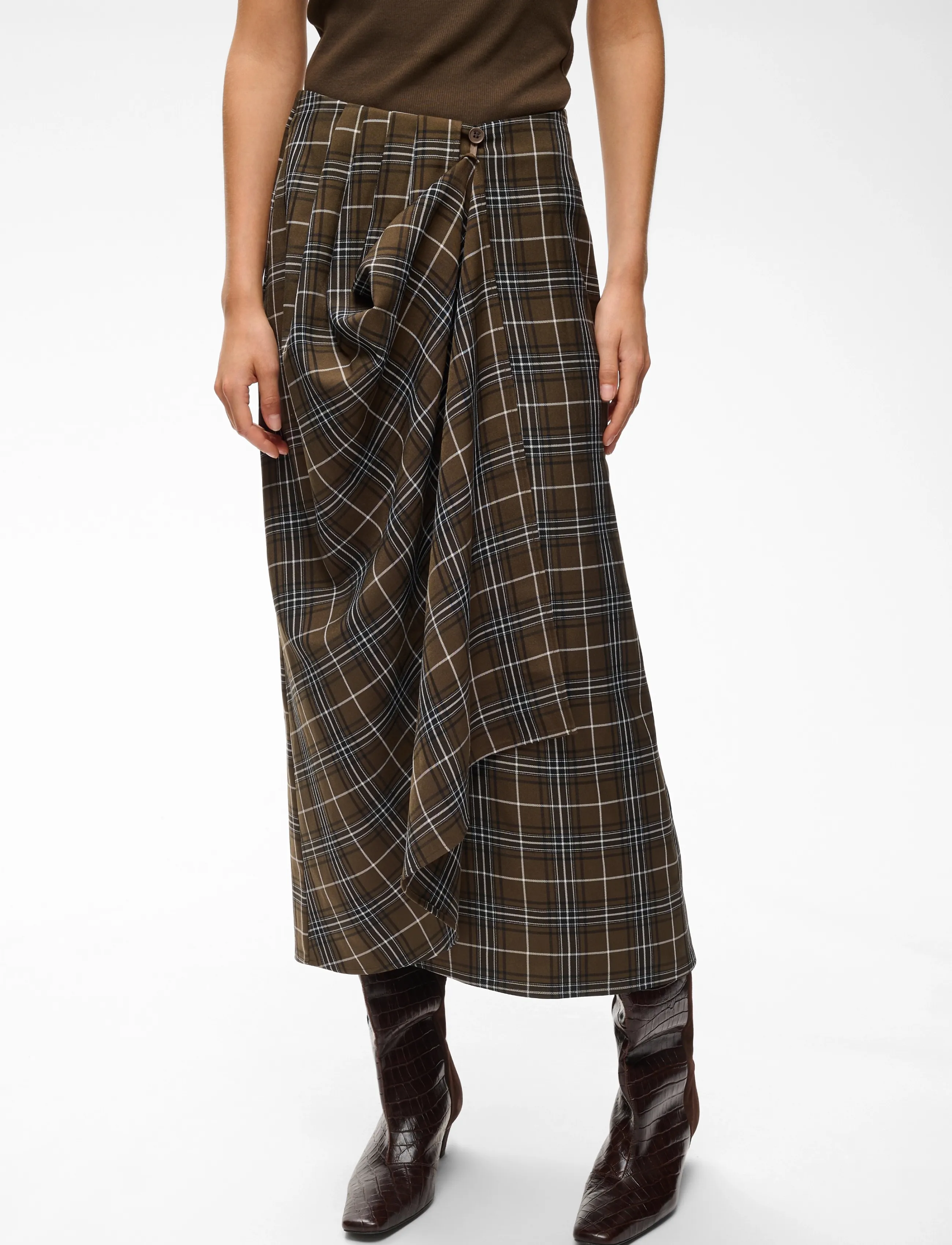 Gestuz - GZaleya HW skirt - maxikjolar - green olive check - 2