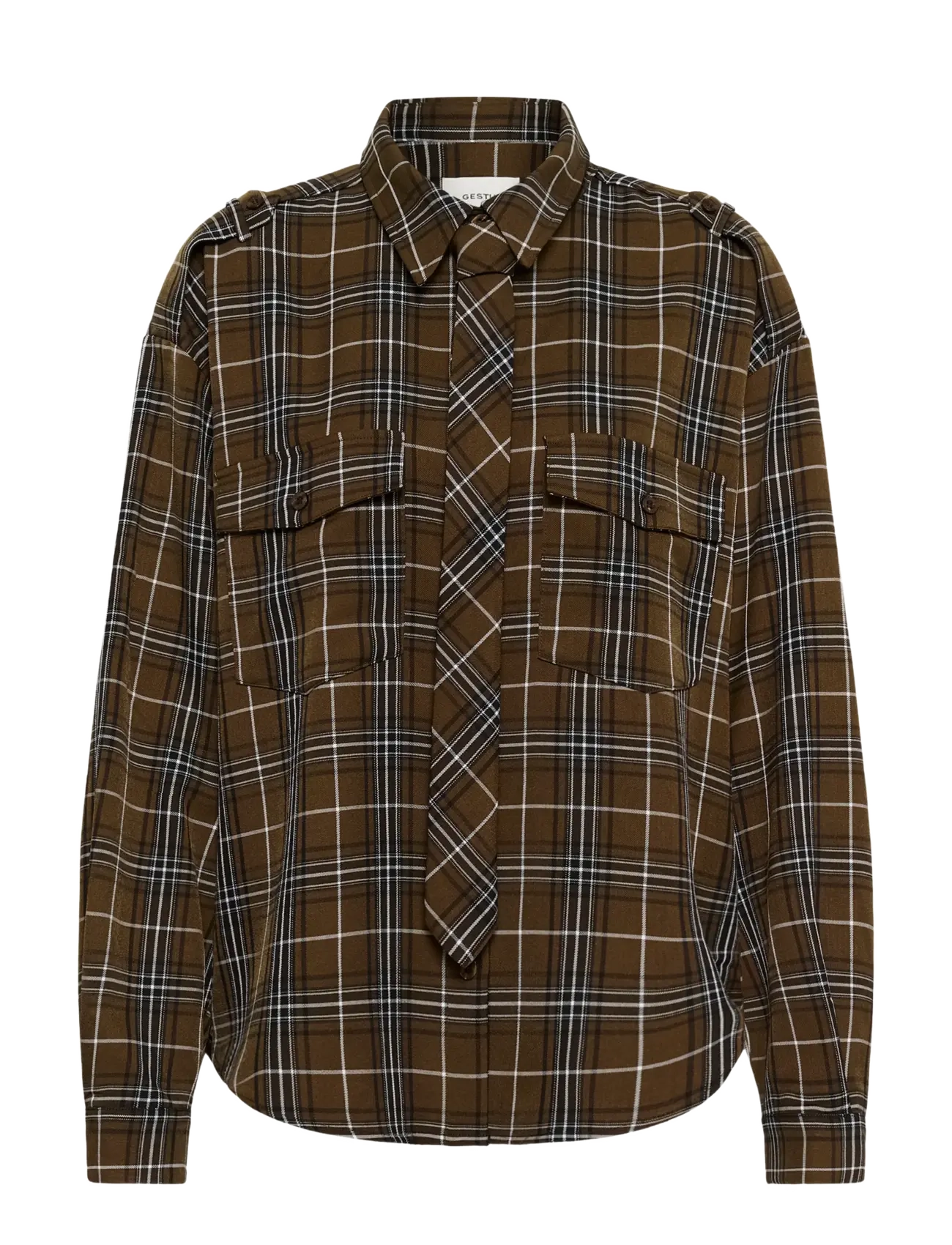 Gestuz GZaleya shirt - Kläder - GREEN OLIVE CHECK / khaki/green