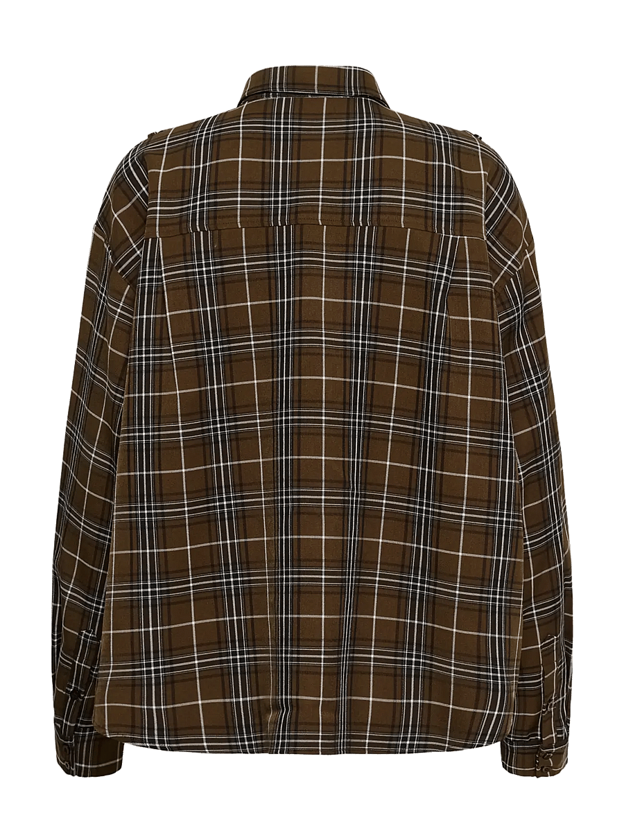 Gestuz - GZaleya shirt - långärmade skjortor - green olive check - 1